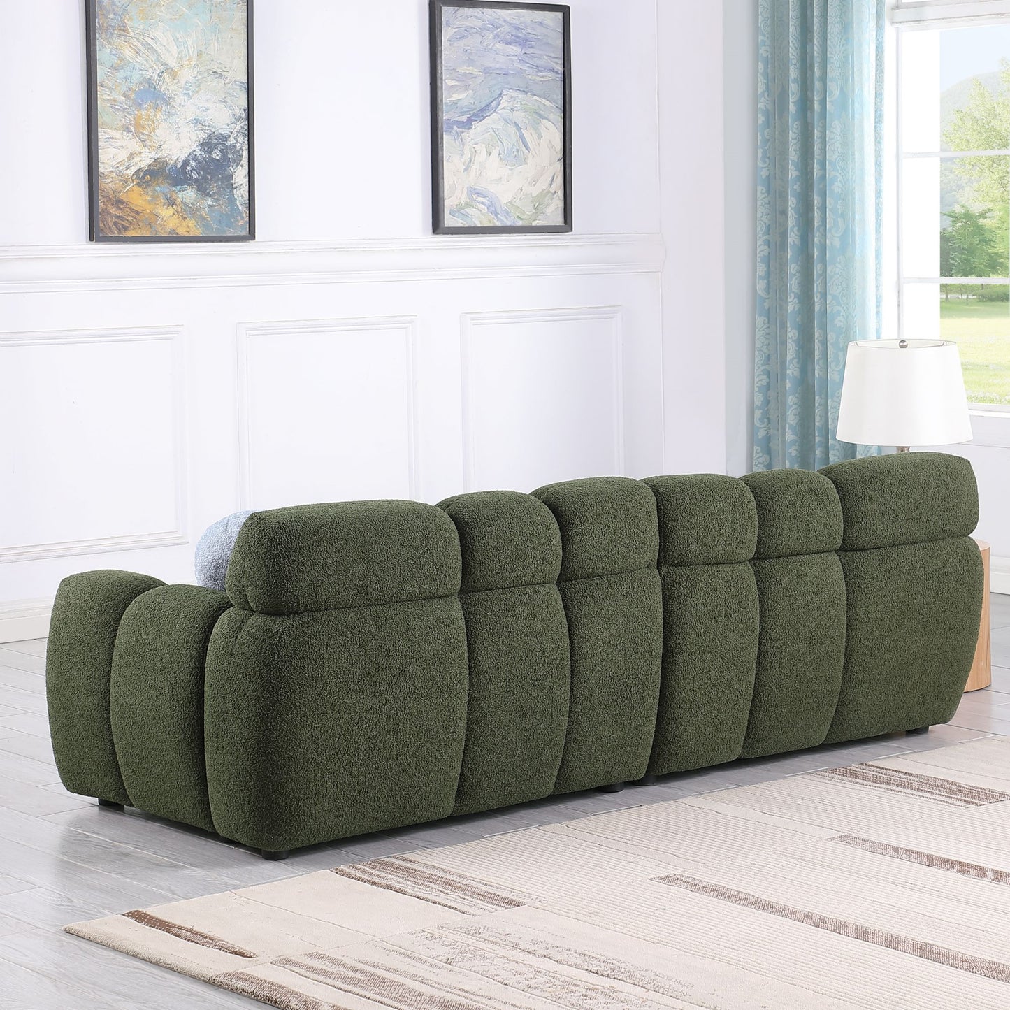 Melysen 87.4 length ,35.83" deepth ,human body structure for USA people, marshmallow sofa,boucle sofa ,3 seater