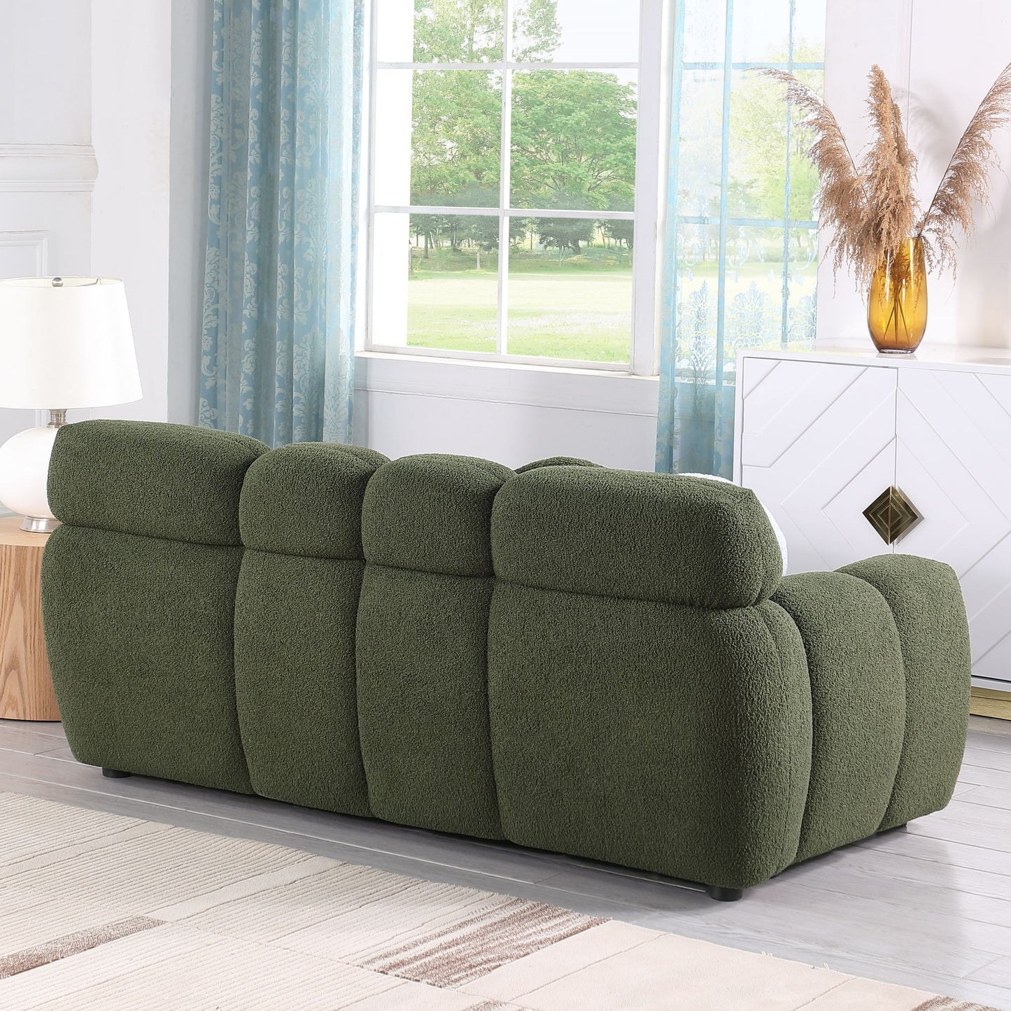 Melysen 87.4 length ,35.83" deepth ,human body structure for USA people, marshmallow sofa,boucle sofa ,3 seater