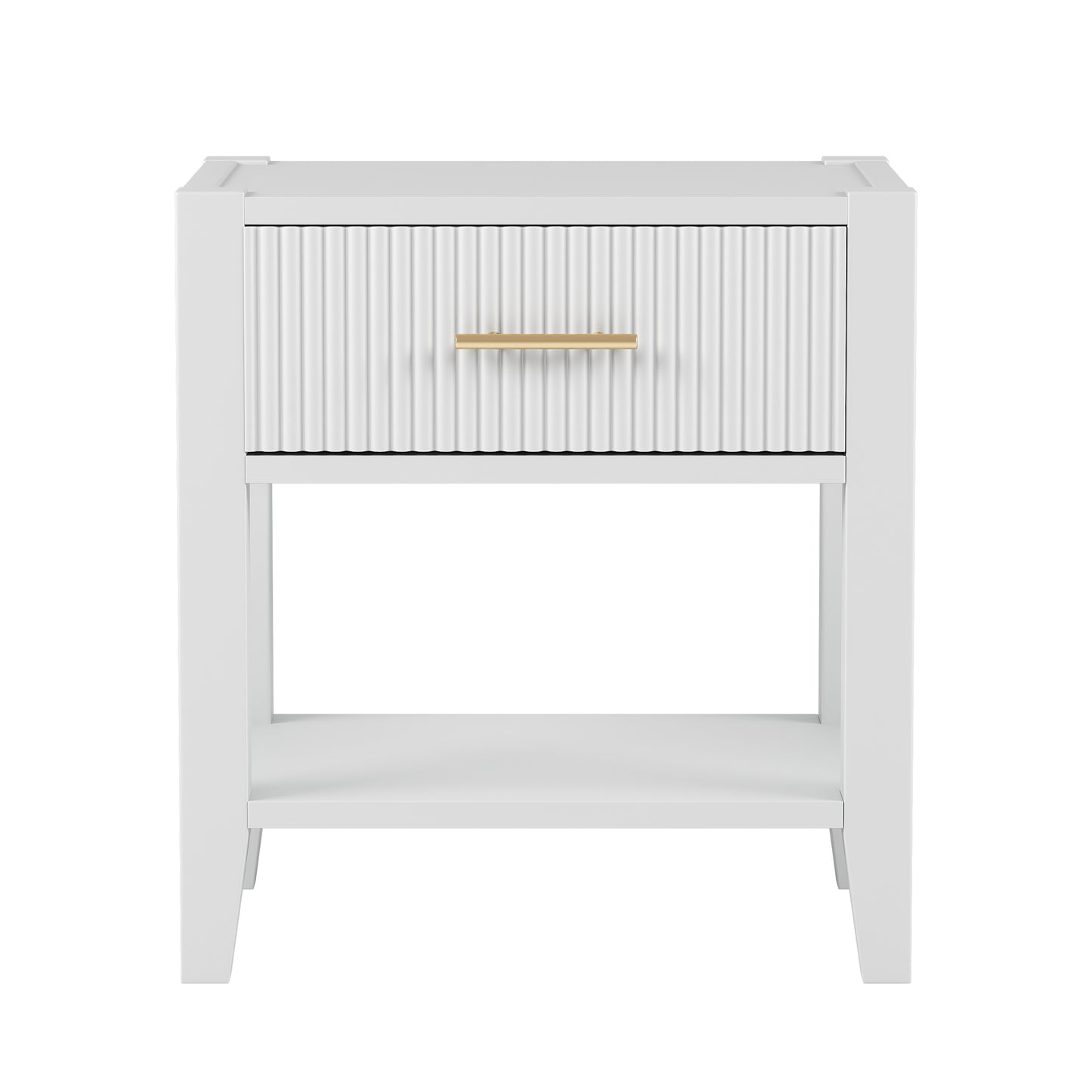 Melysen Wooden Nightstand with a Drawer and an Open Storage, End Table for Bedroom,White