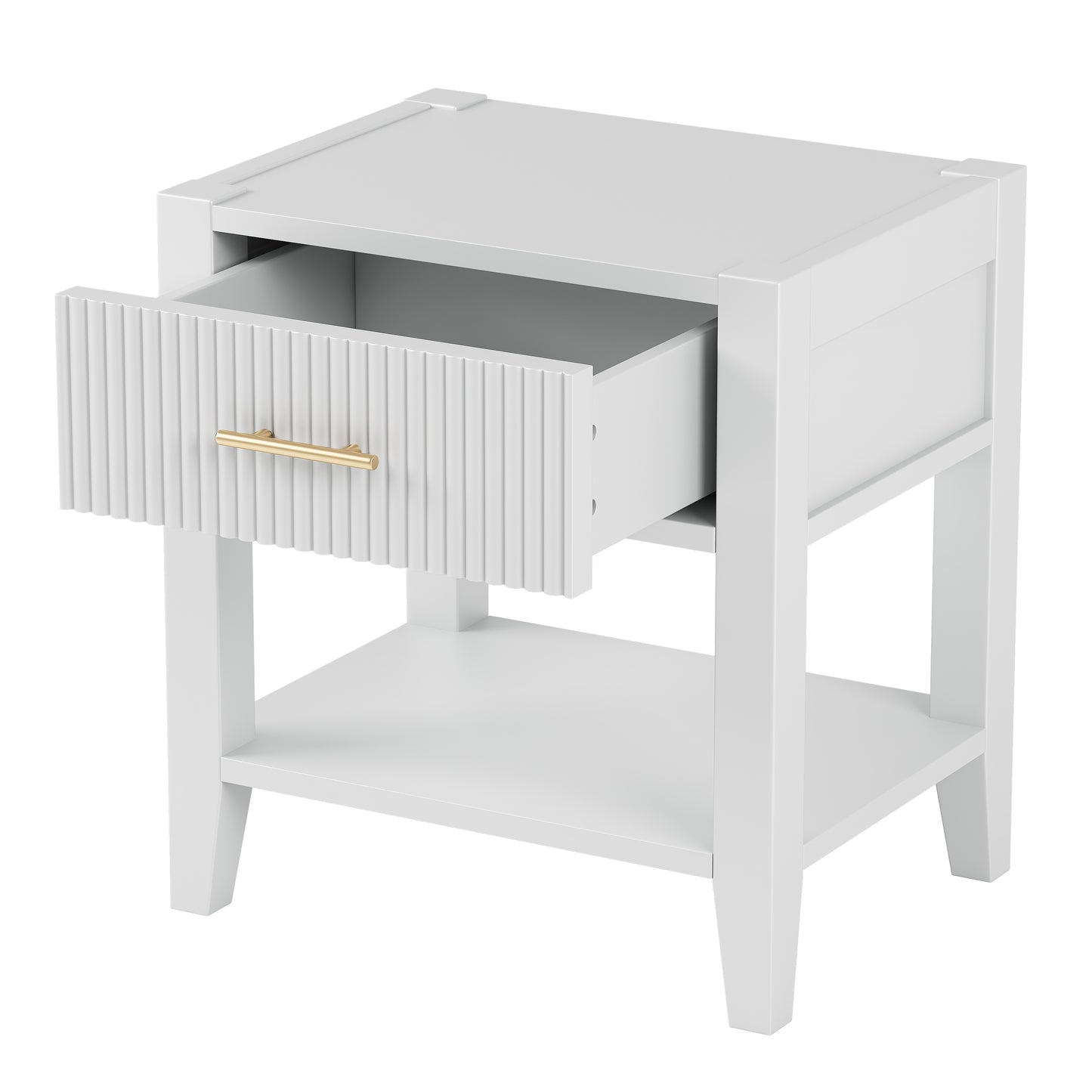 Melysen Wooden Nightstand with a Drawer and an Open Storage, End Table for Bedroom,White