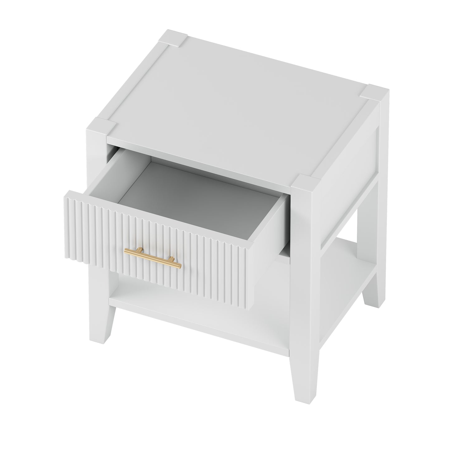 Melysen Wooden Nightstand with a Drawer and an Open Storage, End Table for Bedroom,White