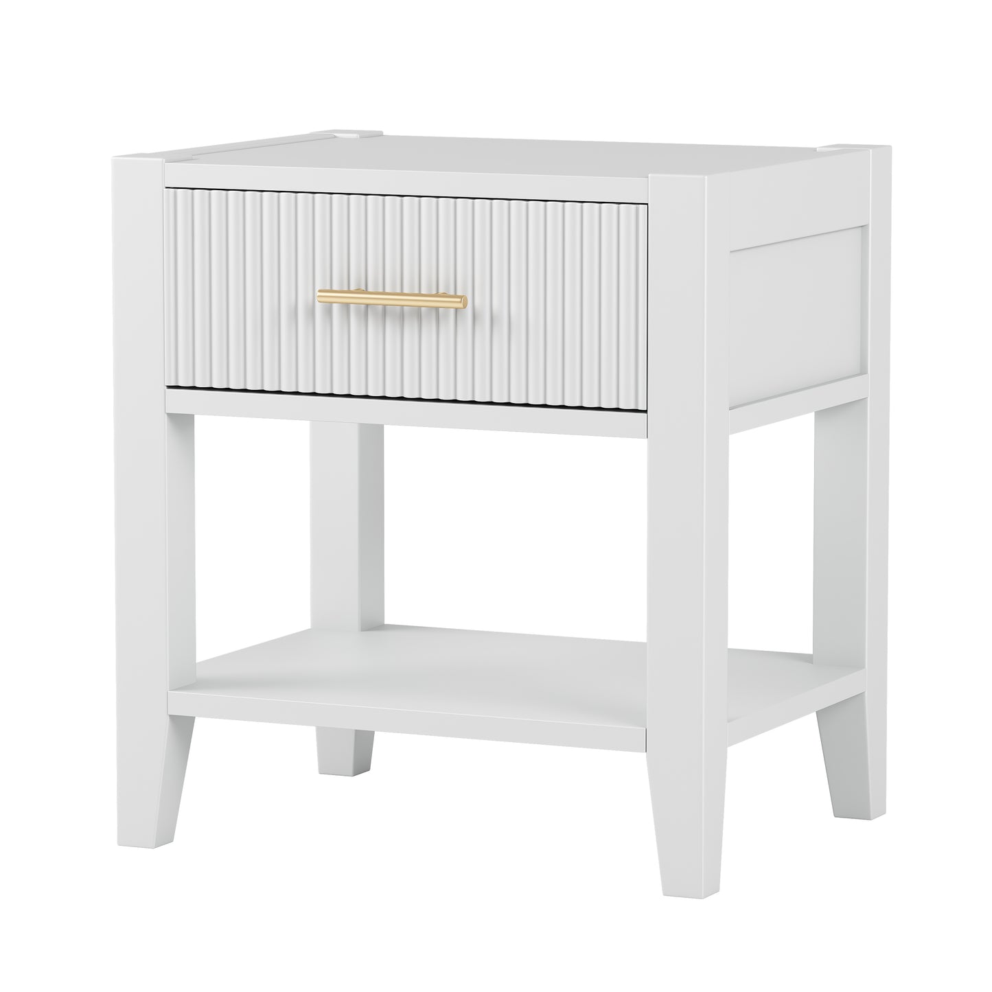 Melysen Wooden Nightstand with a Drawer and an Open Storage, End Table for Bedroom,White