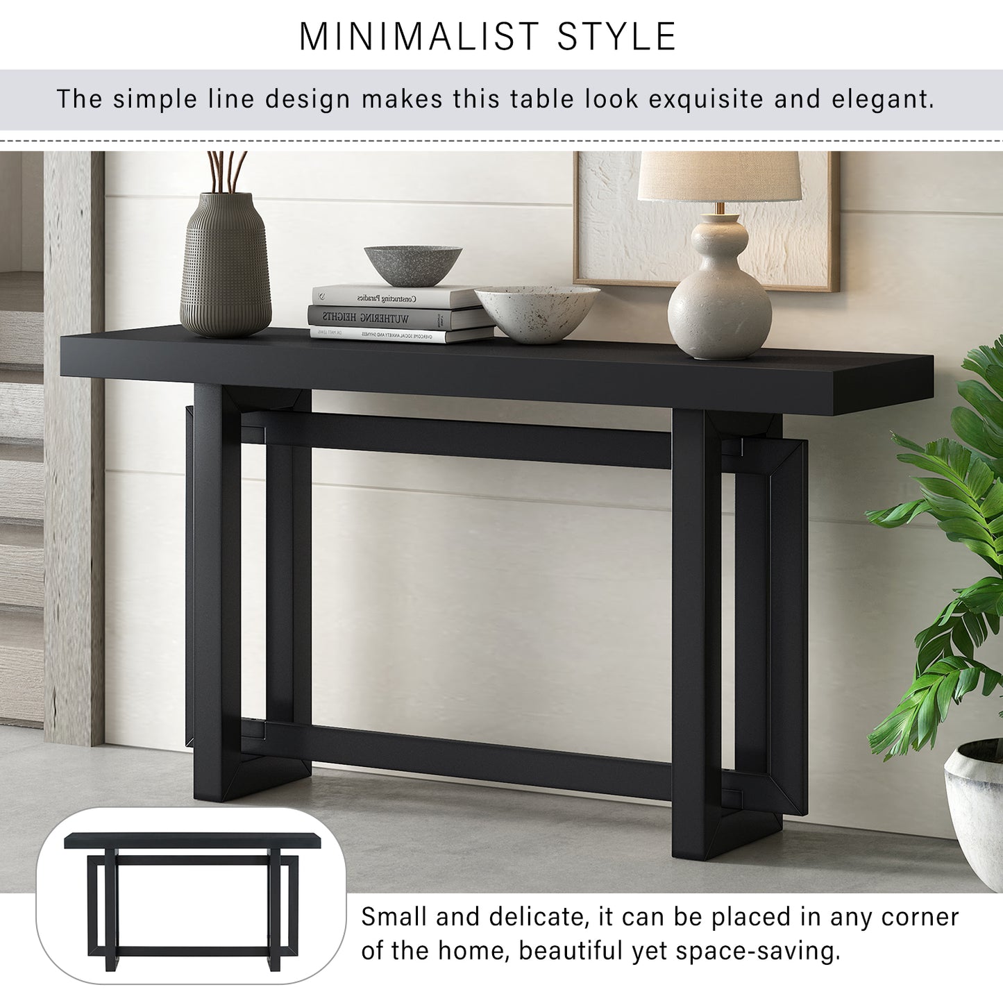 Melysen Contemporary Console Table with Wood Top, Extra Long Entryway Table for Entryway, Hallway, Living Room, Foyer, Corridor