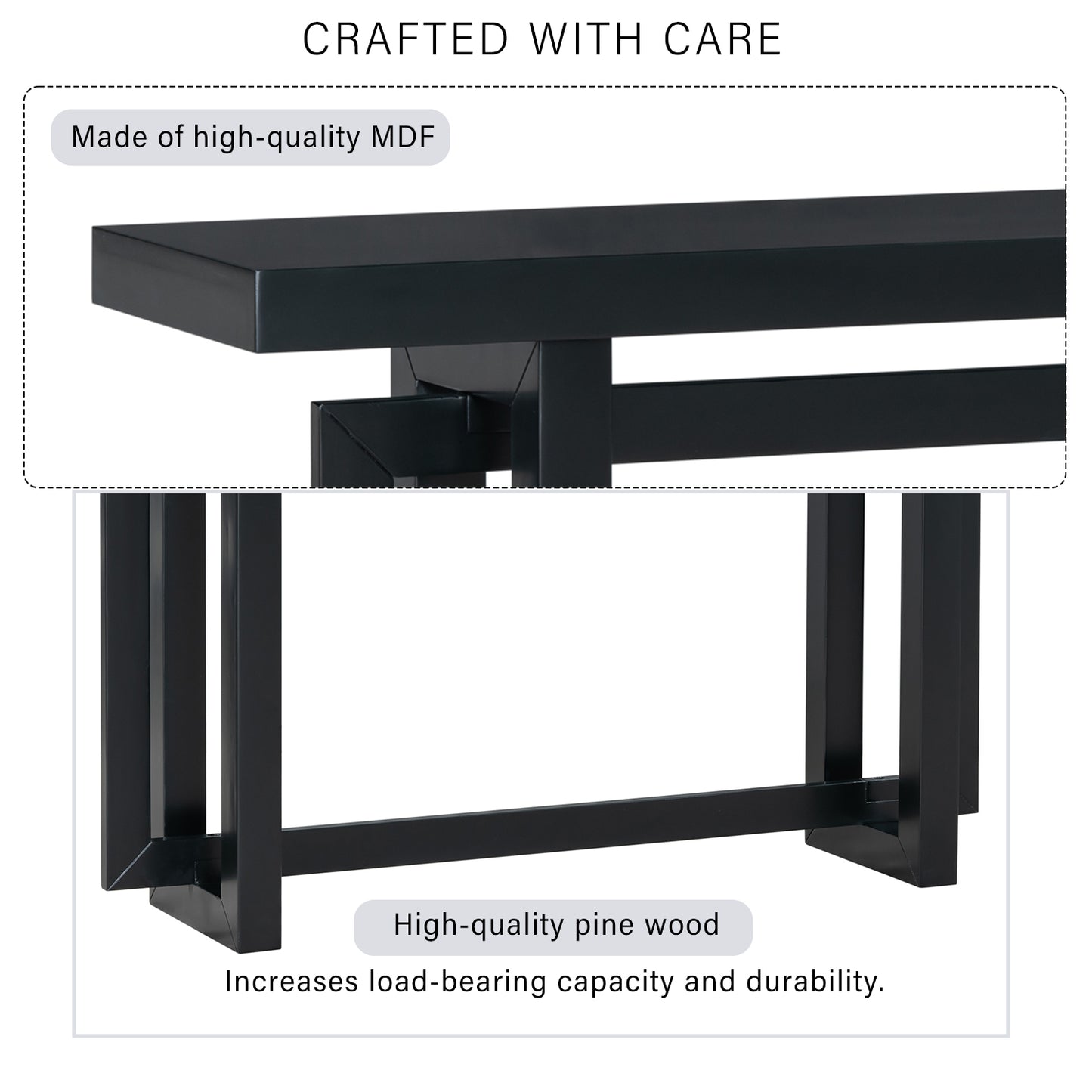 Melysen Contemporary Console Table with Wood Top, Extra Long Entryway Table for Entryway, Hallway, Living Room, Foyer, Corridor