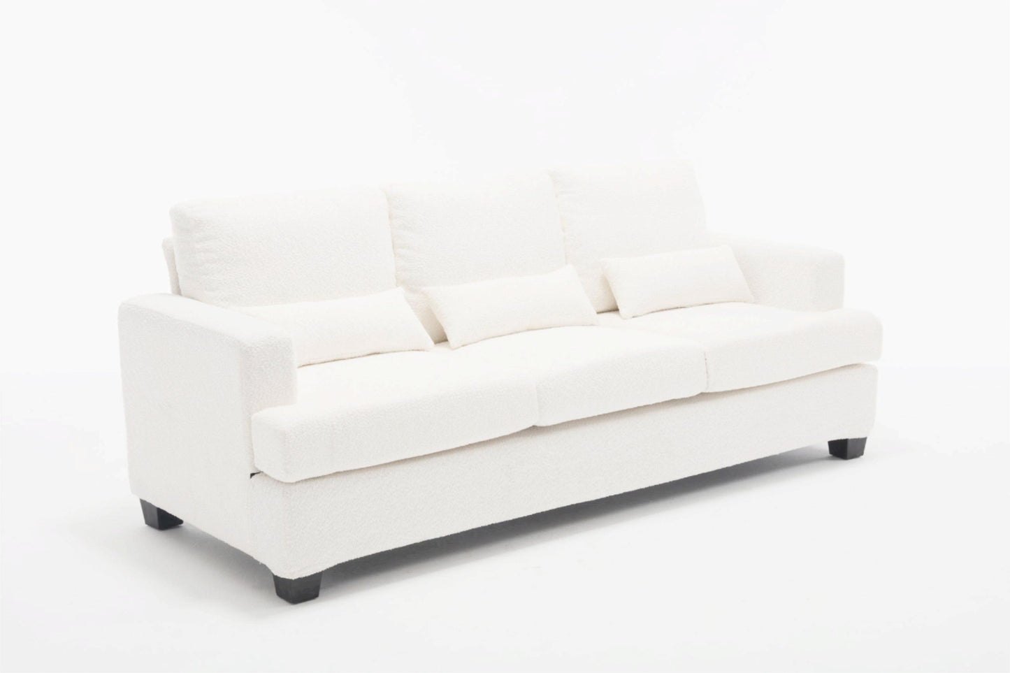 Melysen Modern Sofas Couches for Living Room, Sofas & couches with Square Armrest, Removable back Cushion,White