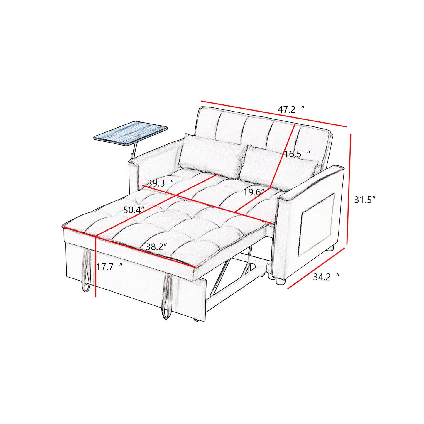 Melysen Sofa Bed Velvet Loveseat