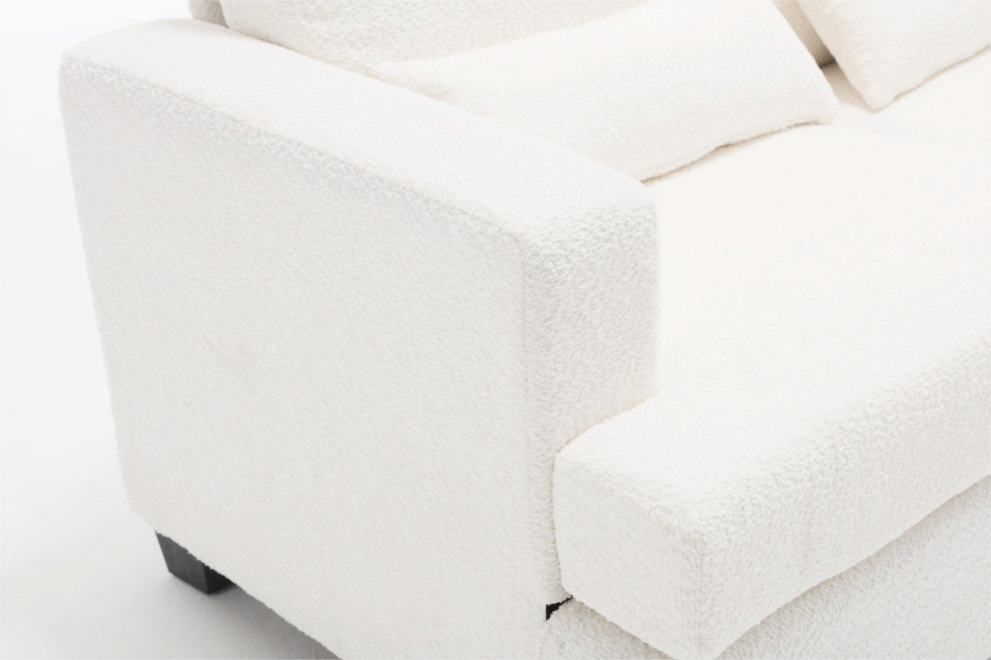 Melysen Modern Sofas Couches for Living Room, Sofas & couches with Square Armrest, Removable back Cushion,White