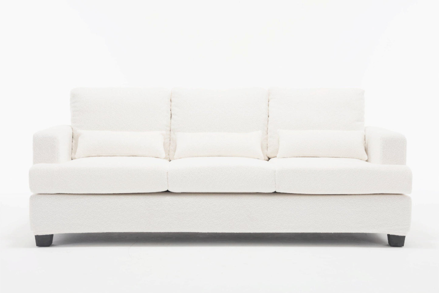 Melysen Modern Sofas Couches for Living Room, Sofas & couches with Square Armrest, Removable back Cushion,White