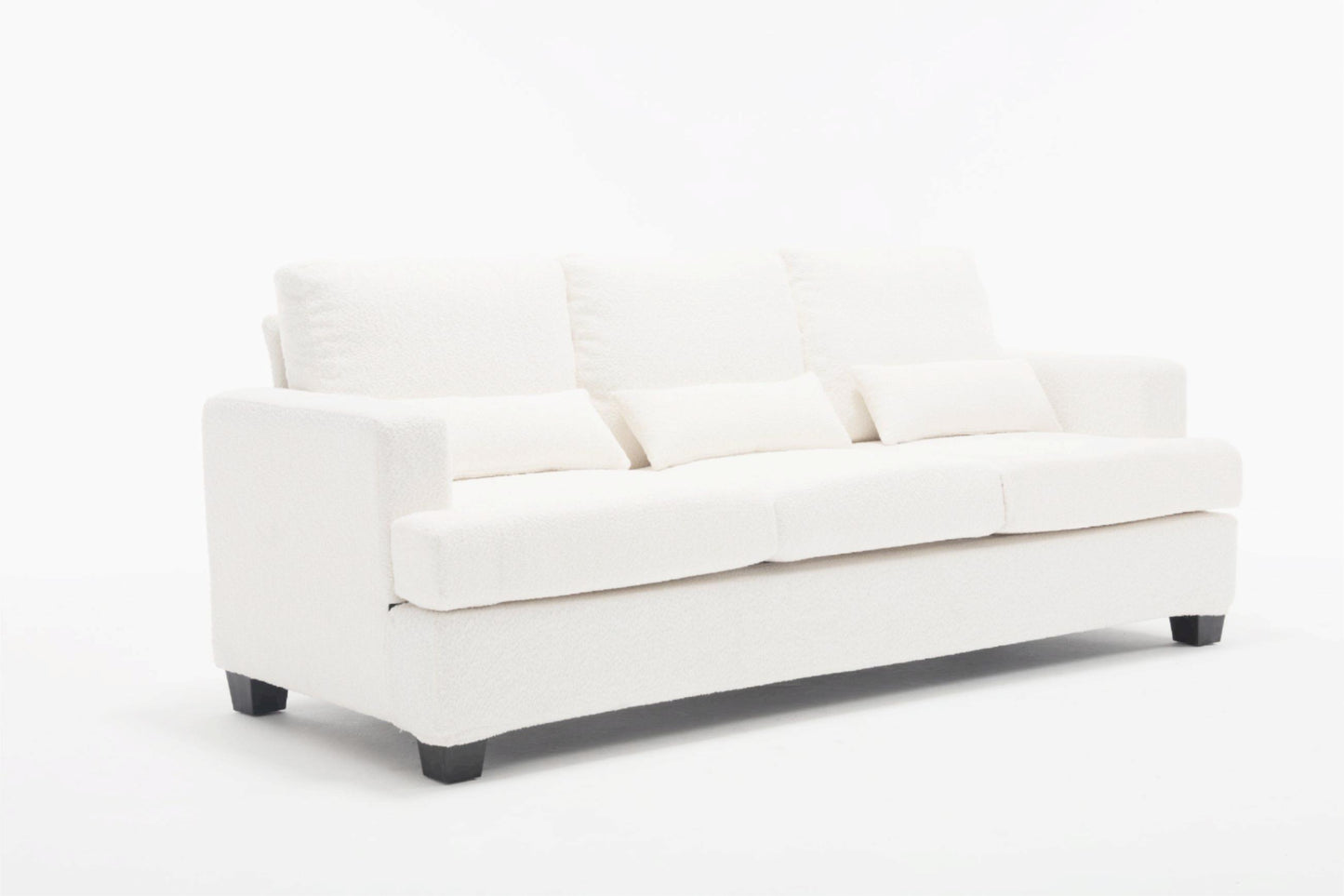 Melysen Modern Sofas Couches for Living Room, Sofas & couches with Square Armrest, Removable back Cushion,White