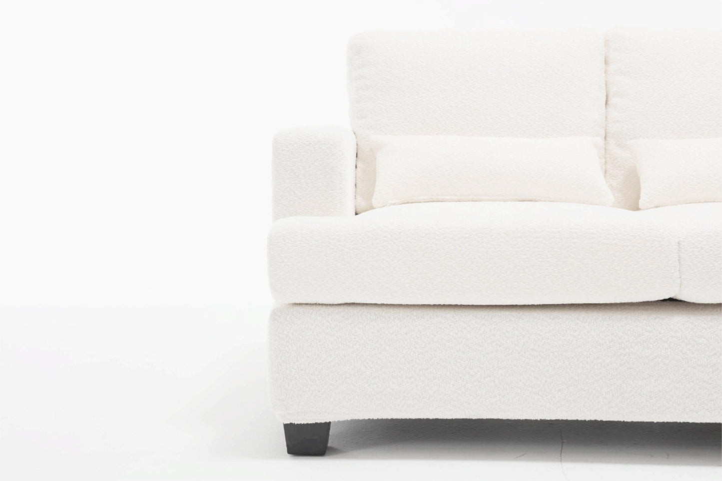 Melysen Modern Sofas Couches for Living Room, Sofas & couches with Square Armrest, Removable back Cushion,White