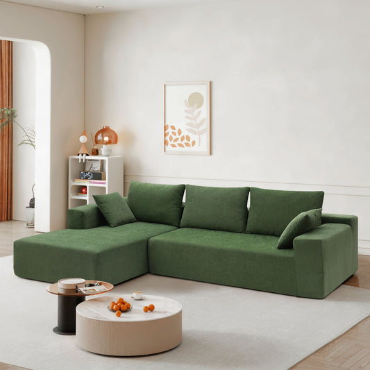 Melysen 109*68" Modular Sectional Living Room Sofa Set, Modern Minimalist Style Couch, Upholstered Sleeper Sofa for Living Room, Bedroom, Salon, 2 PC Free Combination, L-Shape, Green