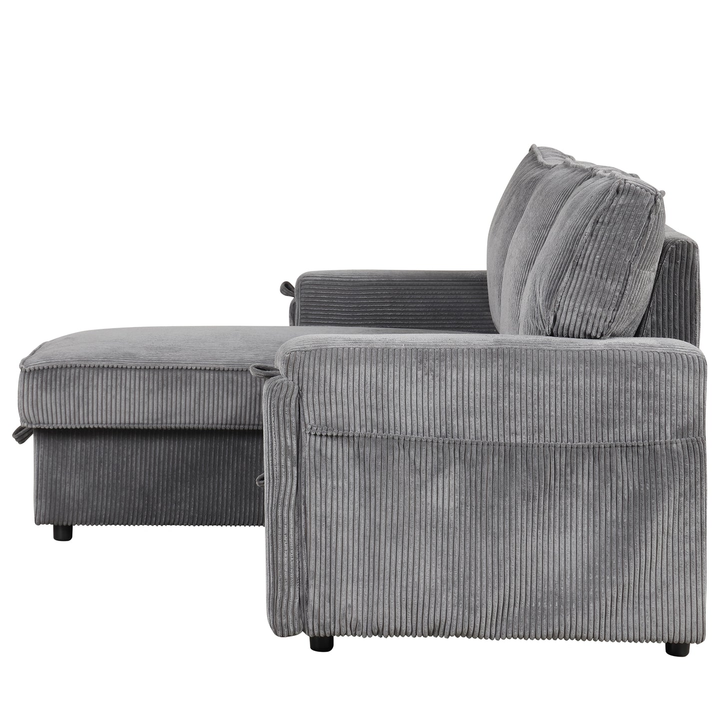 Melysen Upholstery Sleeper Sectional Sofa with Storage Bags and 2 cup holders on Arms