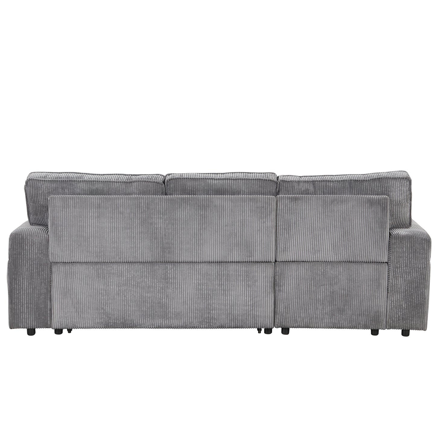 Melysen Upholstery Sleeper Sectional Sofa with Storage Bags and 2 cup holders on Arms