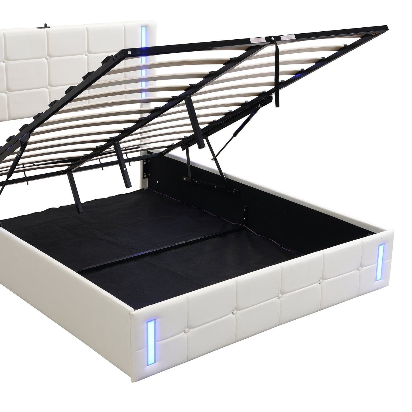 Melysen Full Size Upholstered Bed with LED Lights,Hydraulic Storage System and USB Charging Station