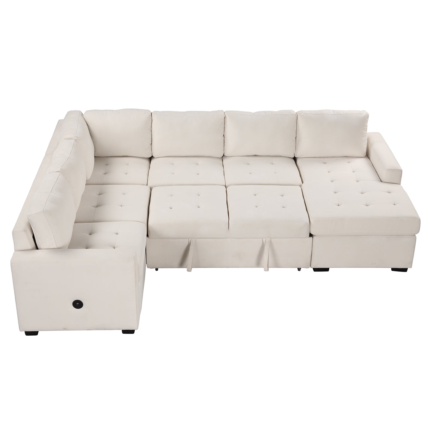 Melysen Sectional Sleeper Sofa with Pull-out Bed and Lounge Chair£¬USB and Type-C Interfaces£¬Suitable for Living Room£¬Office£¬and Spacious Spaces