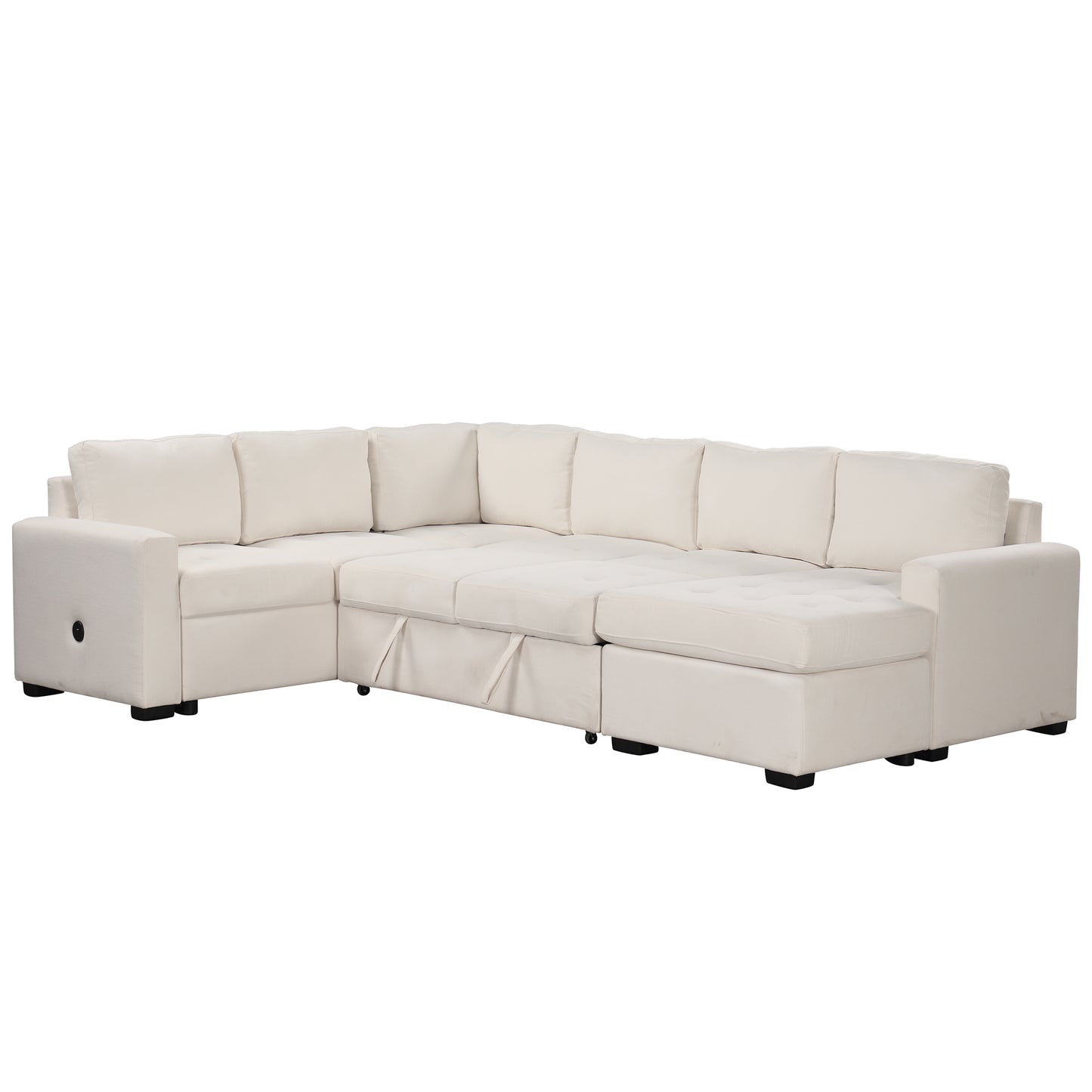 Melysen Sectional Sleeper Sofa with Pull-out Bed and Lounge Chair£¬USB and Type-C Interfaces£¬Suitable for Living Room£¬Office£¬and Spacious Spaces