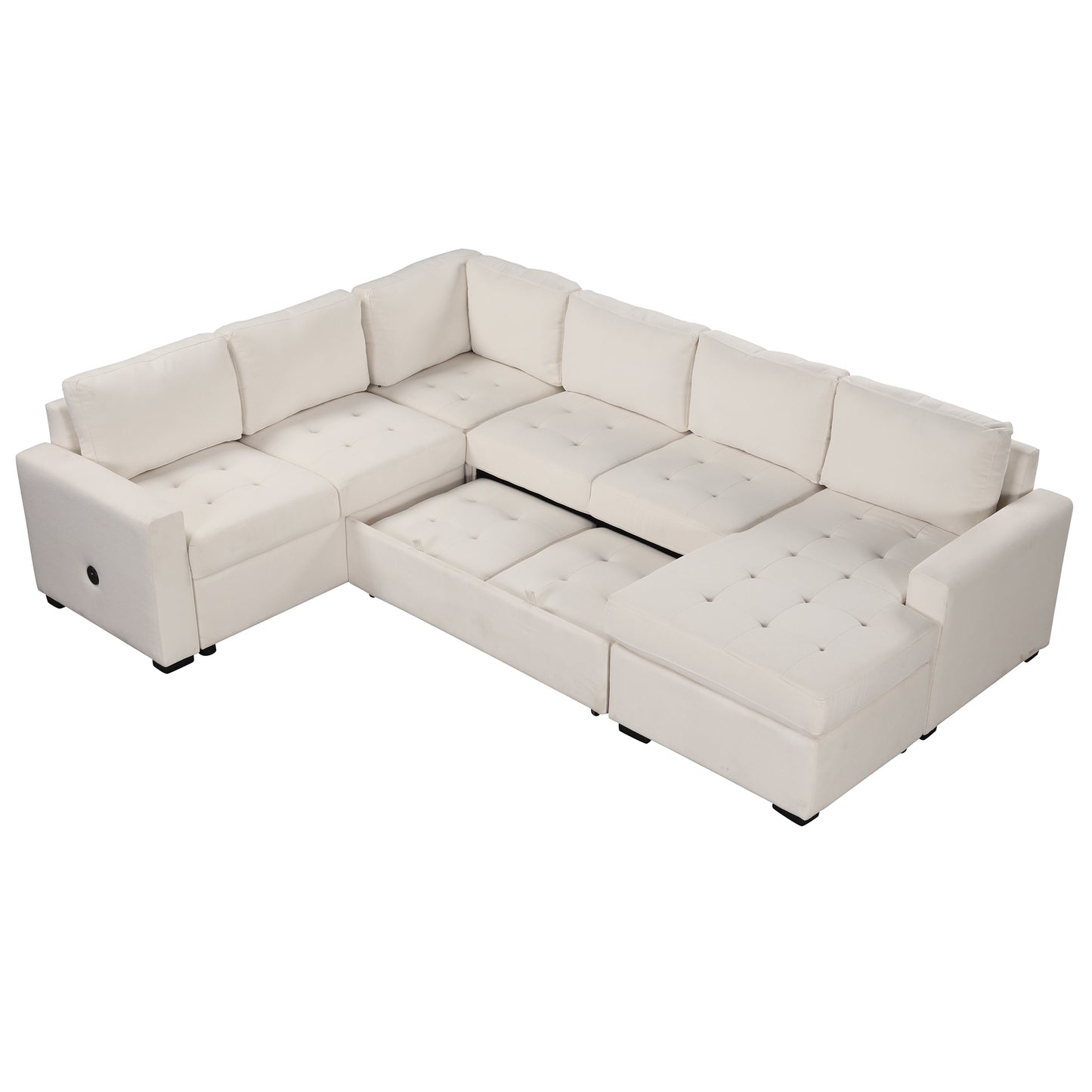 Melysen Sectional Sleeper Sofa with Pull-out Bed and Lounge Chair£¬USB and Type-C Interfaces£¬Suitable for Living Room£¬Office£¬and Spacious Spaces