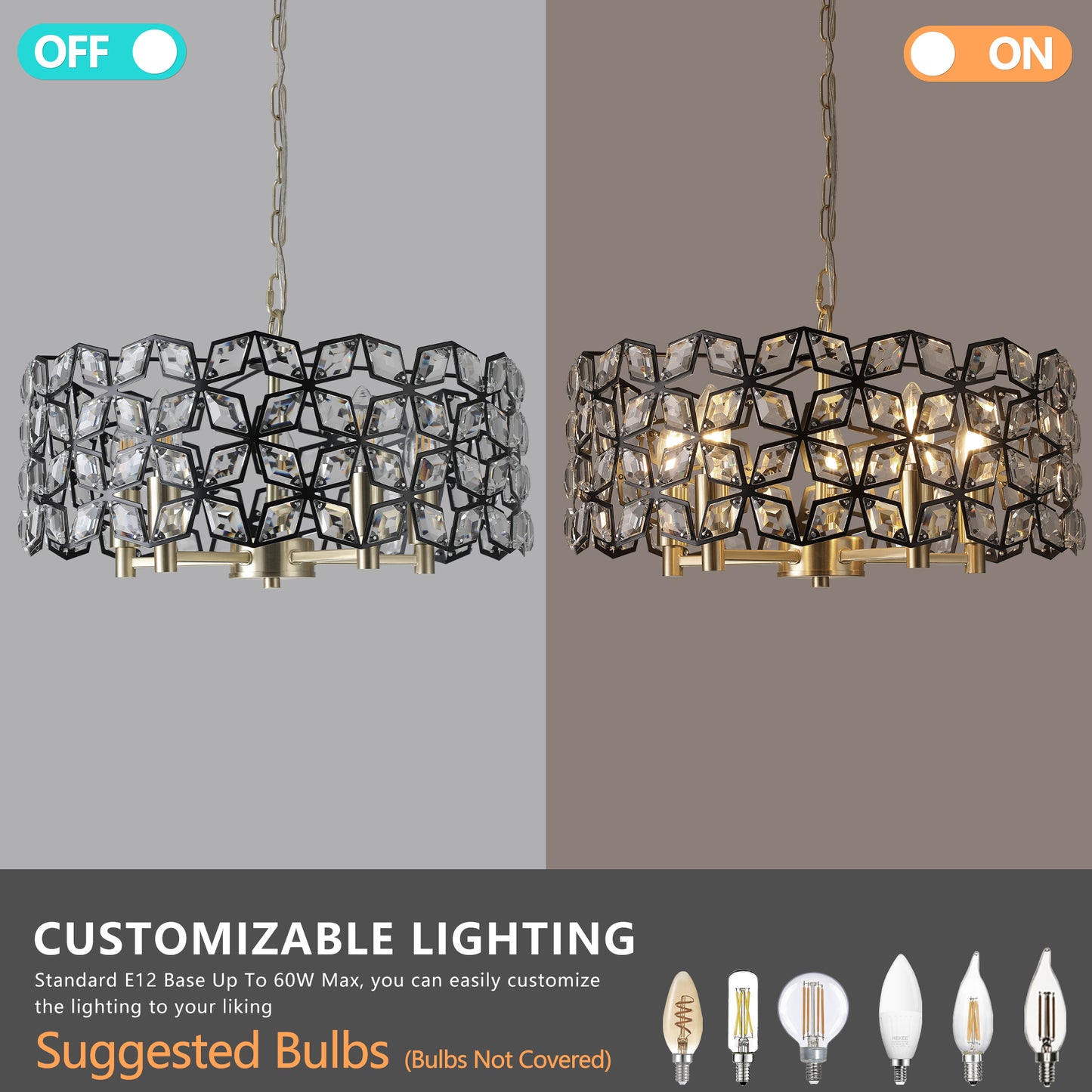 Transparent Luxury crystal chandelier(No Bulbs)