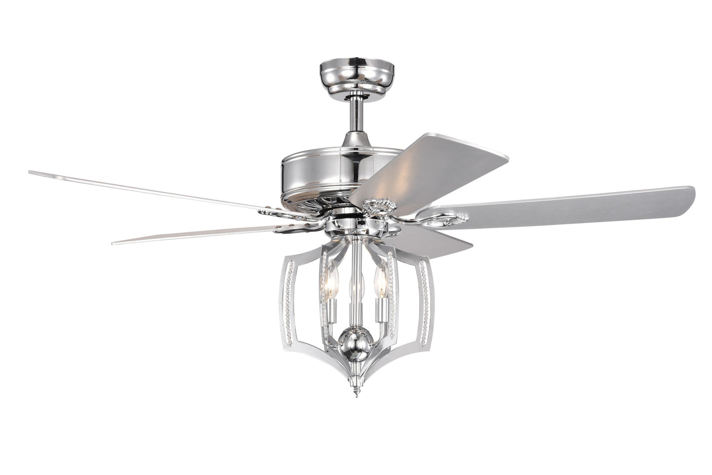 Melysen Ceiling Fans with Lights(no include bulb) and Remote 52 Inch Bedroom Ceiling Fan with Light Crystal Chandelier Fans, Reversible Motor, Timer, Polished Chrome