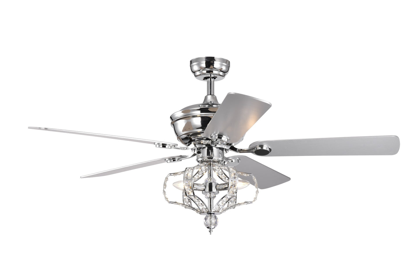 Melysen Crystal Ceiling Fan with Lights Fandelier Chandelier Reversible Blades 3 Wind Speeds Remote Control for Bedroom Living Dining Room Chrome 52 Inch