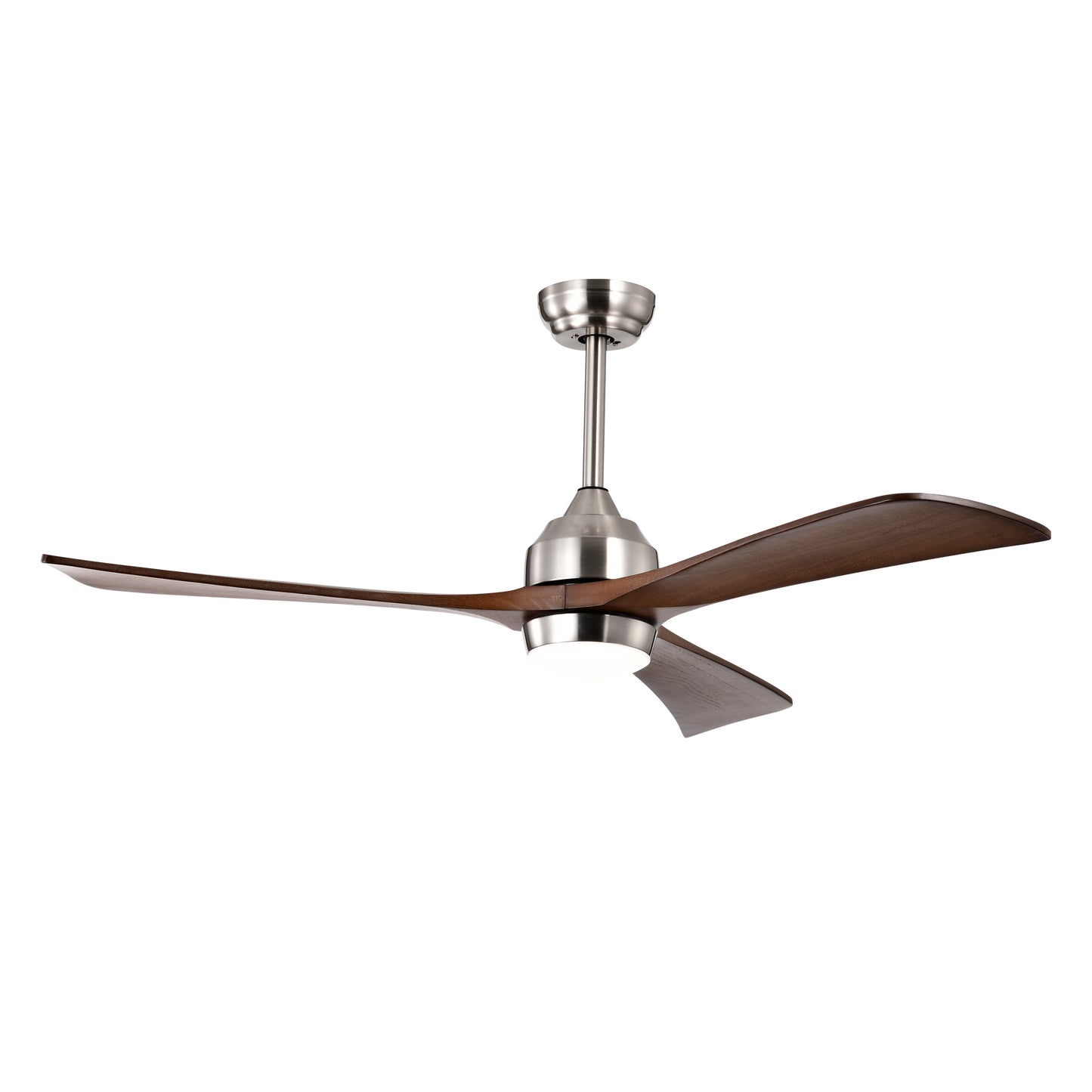 Melysen 52" Ceiling Fan with Lights Remote Control,Quiet DC Motor 3 Wood Blade Ceiling Fans 6 Speed Levels,Reversible Ceiling Fan, for Patio Living Room, Bedroom, Office,Indoor.(Stain nickel + Walnut )