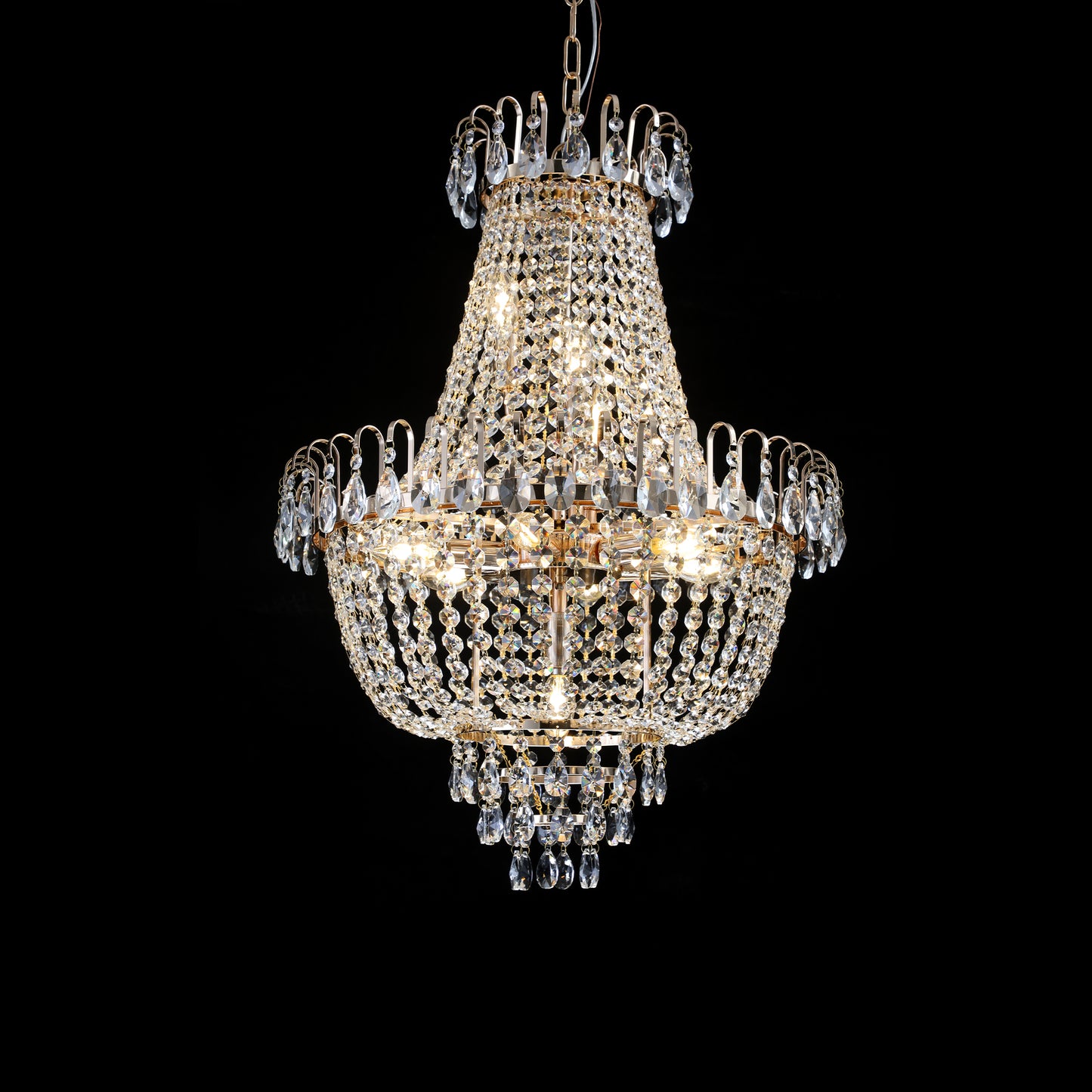 Large luxury crystal chandelier in living room(No Bulbs)