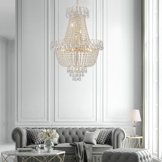 Large luxury crystal chandelier in living room(No Bulbs)