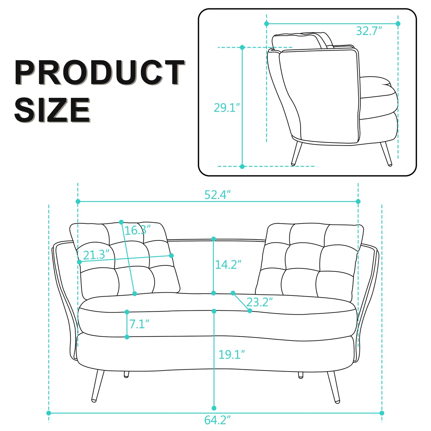 Melysen Polyester fiber Loveseat Sofa Upholstered Couch with Golden Metal Legs Club Two-Seat Sofa for Living Reading Room Bedroom Apartment Small Space Dorm,Yellow.