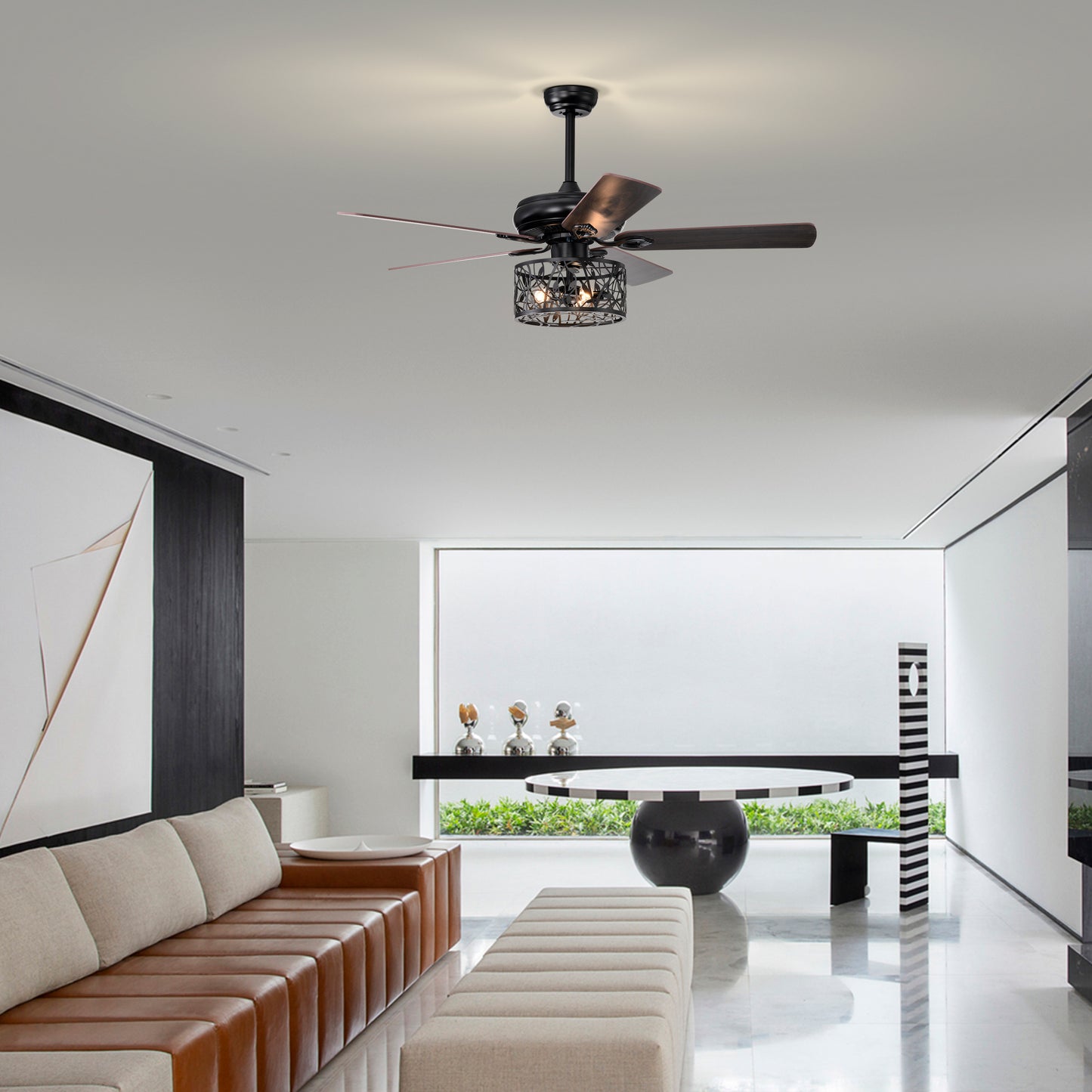 Melysen Farmhouse Industrial 52-inch Ceiling Fan (Optional Remote&2 Color Option Blades) or Bedroom, Living Room, Dining Room