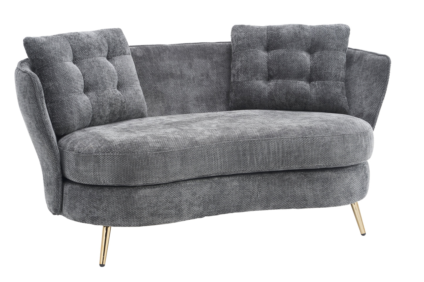 Melysen Polyester fiber Loveseat Sofa Chair Upholstered Couch with Golden Metal Legs Club Two-Seat Sofa for Living Reading Room Bedroom Apartment Small Space Dorm,Grey.