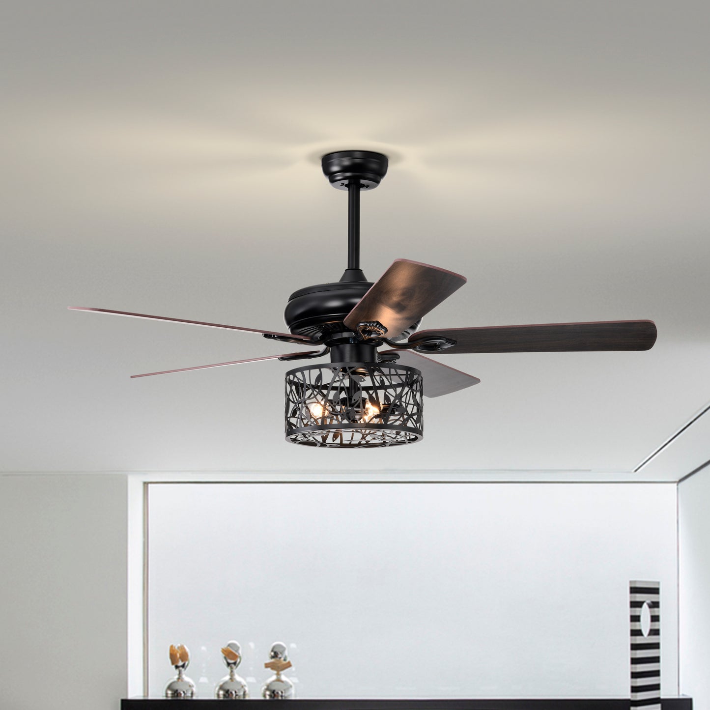 Melysen Farmhouse Industrial 52-inch Ceiling Fan (Optional Remote&2 Color Option Blades) or Bedroom, Living Room, Dining Room