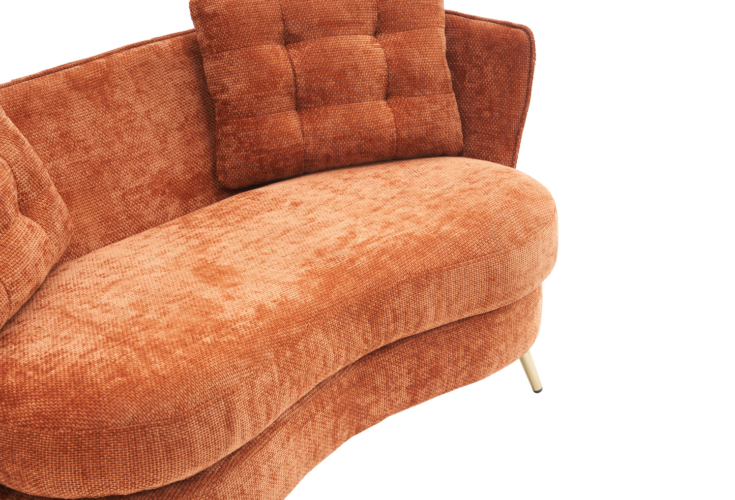 Melysen Polyester fiber Loveseat Sofa Chair Upholstered Couch with Golden Metal Legs Club Two-Seat Sofa for Living Reading Room Bedroom Apartment Small Space Dorm,Orange.