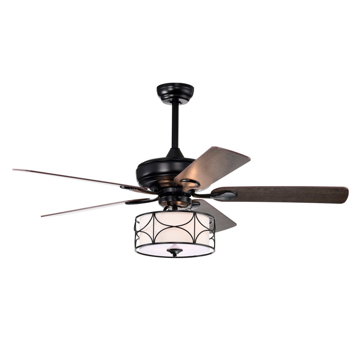 Melysen 52 Inch Modern Ceiling Fan with Dual Finish Reversible Blades, Fandelier for Living Room, Dining Room, Bedroom, Family Room, Matte Black