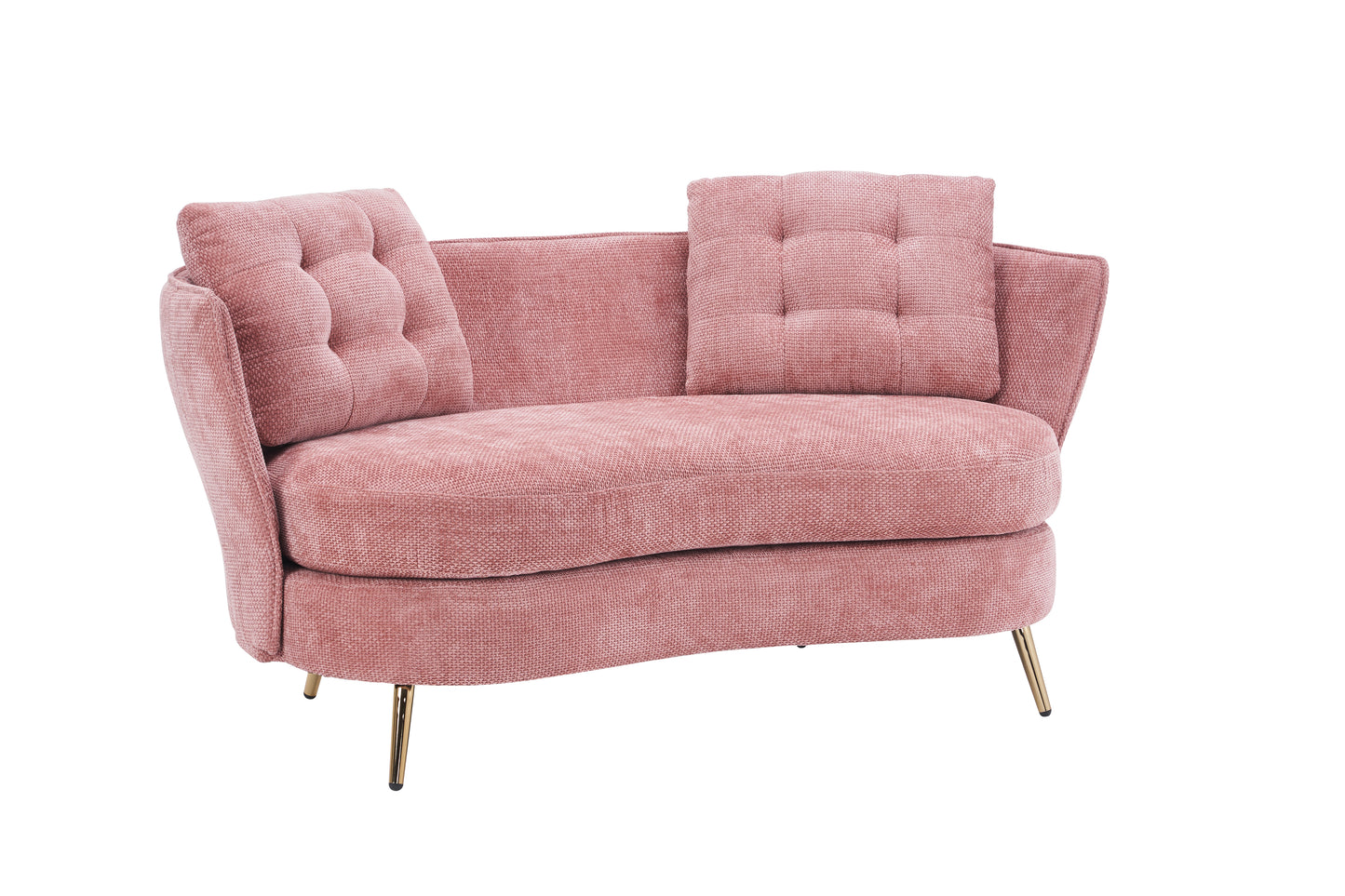 Melysen Polyester fiber Loveseat Sofa Chair Upholstered Couch with Golden Metal Legs Club Two-Seat Sofa for Living Reading Room Bedroom Apartment Small Space Dorm,Pink.