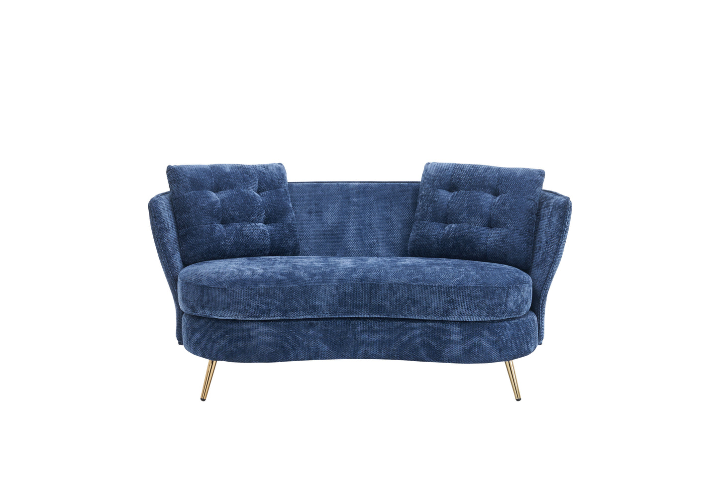 Melysen Polyester fiber Loveseat Sofa Upholstered Couch with Golden Metal Legs Club Two-Seat Sofa for Living Reading Room Bedroom Apartment Small Space Dorm,Blue