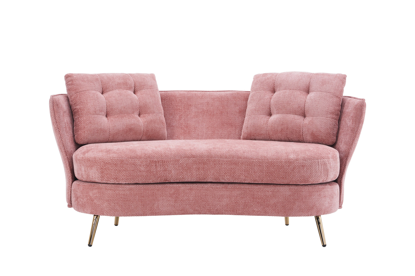 Melysen Polyester fiber Loveseat Sofa Chair Upholstered Couch with Golden Metal Legs Club Two-Seat Sofa for Living Reading Room Bedroom Apartment Small Space Dorm,Pink.