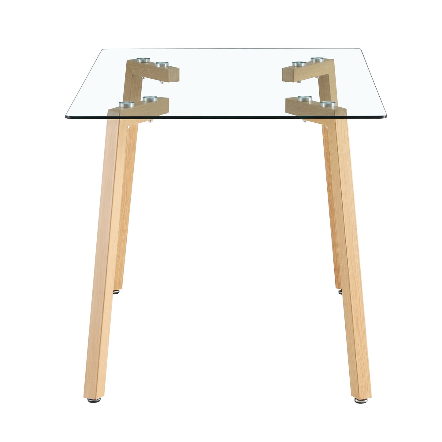 Melysen Glass Dining Table Modern Minimalist Rectangle, 4-6, 0.31"Tempered Glass Tabletop with Wooden Coated Metal Legs, Writing Desk, Suitable For Kitchens, Restaurants, and Living Rooms, 47" W X 31"D X 30"