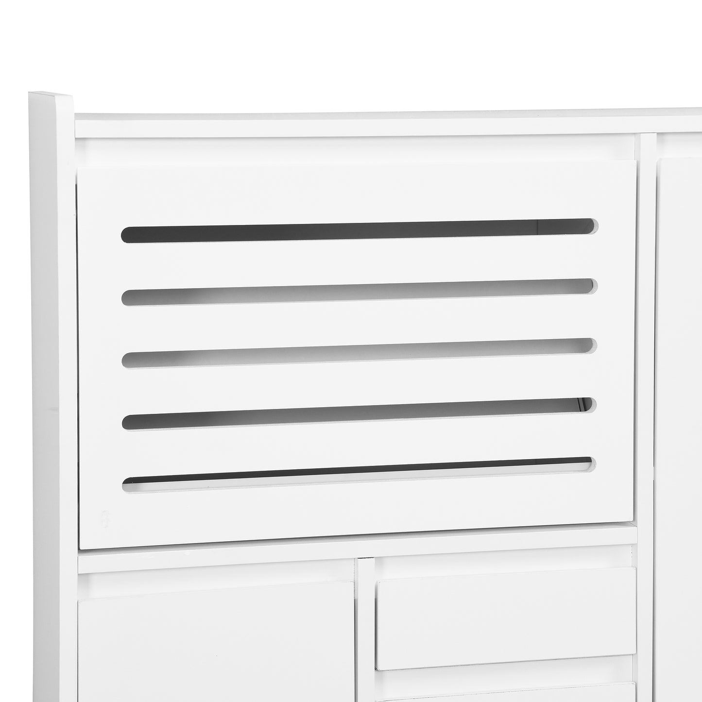 Melysen Multi-Functional Shoe Cabinet with Wall Cabinet, Space-saving Design Foyer Cabinet with 2 Flip Drawers, Versatile Side Cabinet for Hallway, White