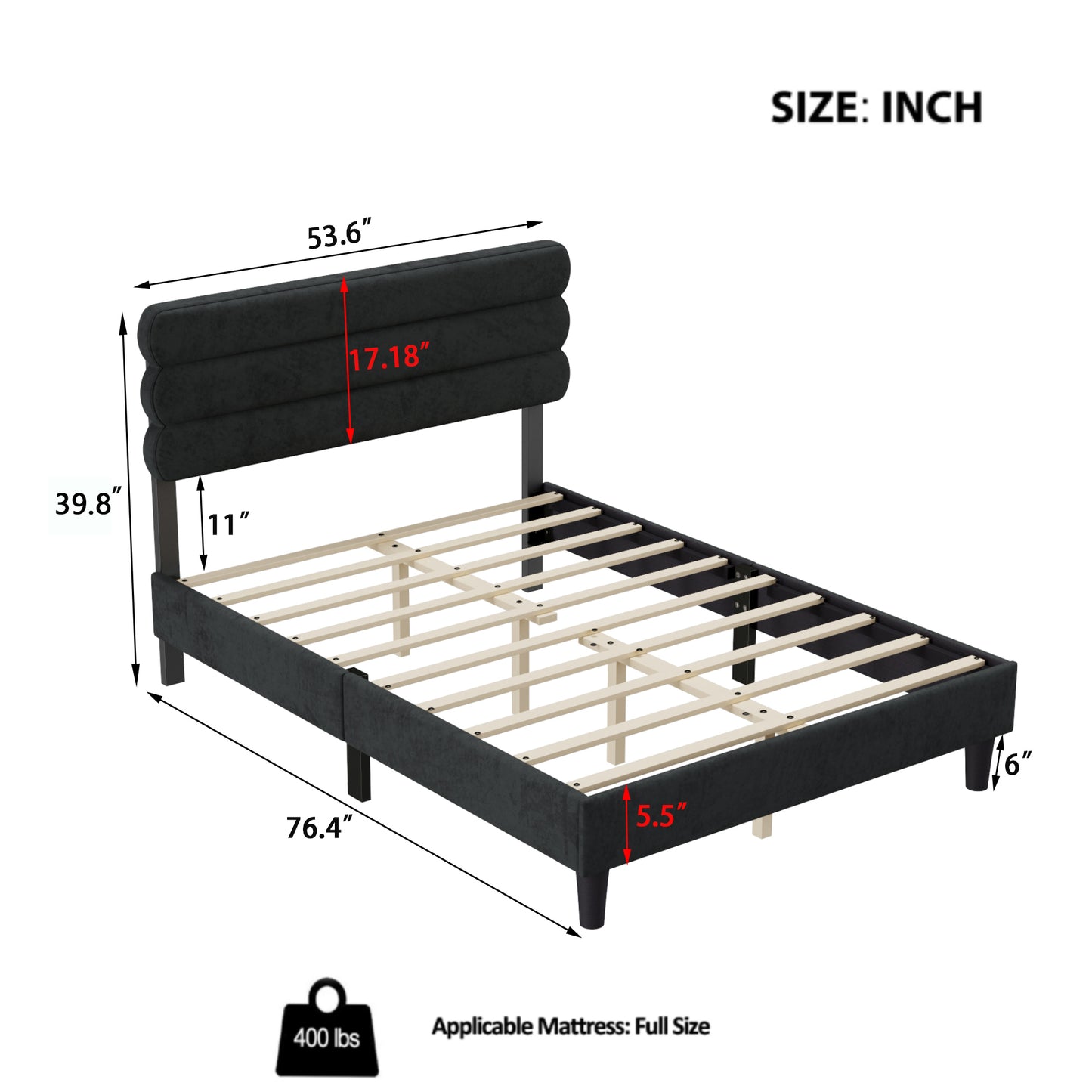 Melysen Full Bed Frame with Headboard,Sturdy Platform Bed with Wooden Slats Support,Dark Grey