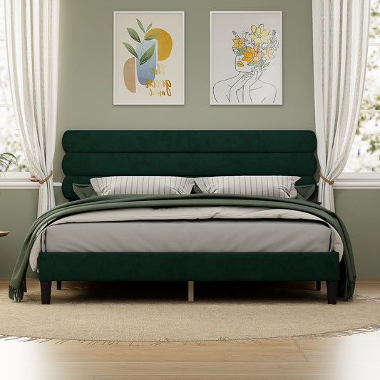 Melysen Bed Frame with Headboard,Sturdy Platform Bed with Wooden Slats Support,Green