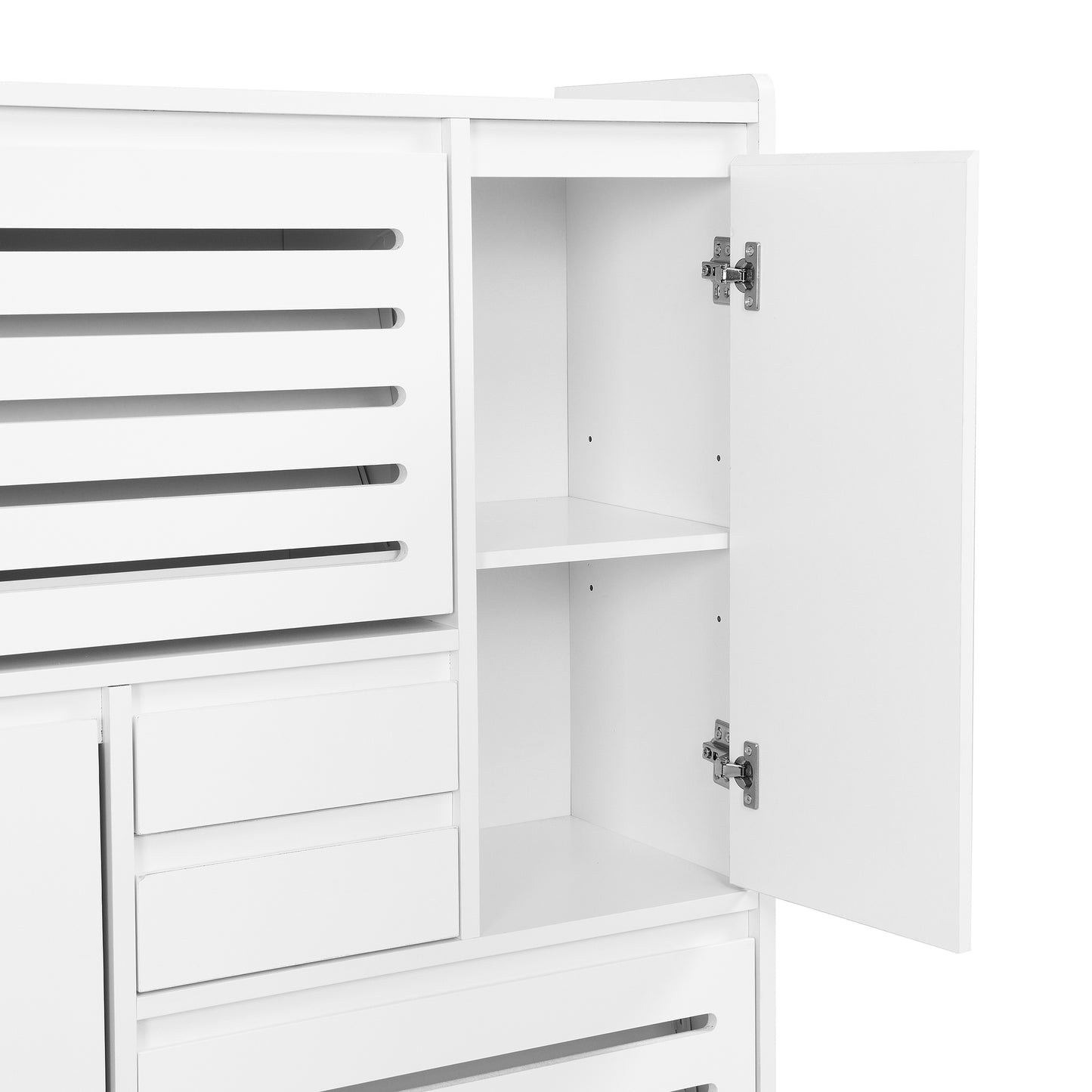 Melysen Multi-Functional Shoe Cabinet with Wall Cabinet, Space-saving Design Foyer Cabinet with 2 Flip Drawers, Versatile Side Cabinet for Hallway, White