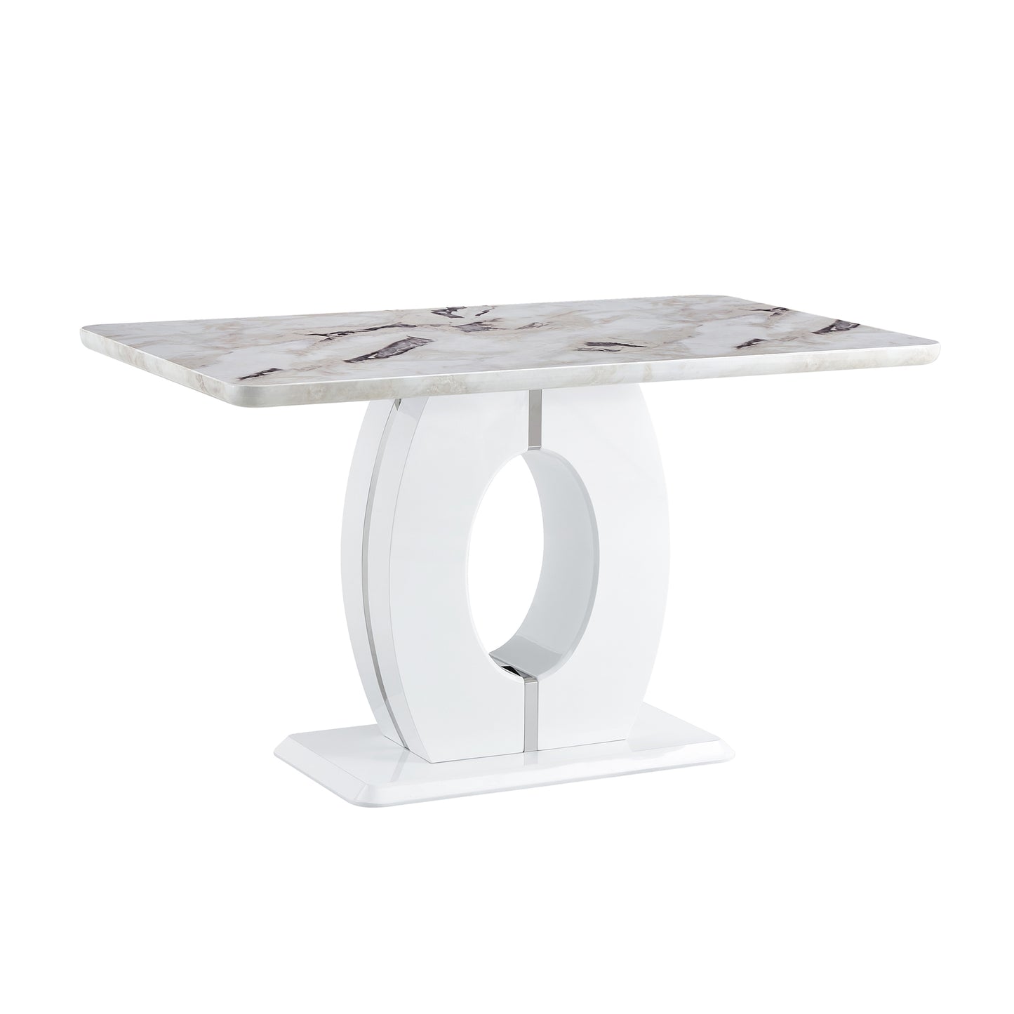 Melysen Modern Minimalist White Marble Patterned Dining Table, Bar Table. A Rectangular office Desk. Game Table. Table. Used In Restaurants, Living Rooms, Terraces, Kitchens 63"*37"* 36.2"