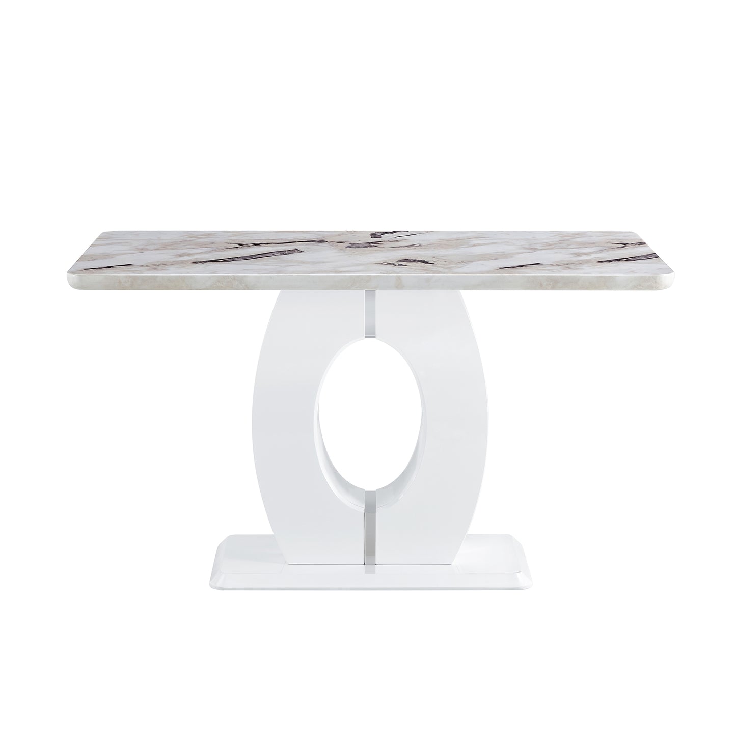 Melysen Modern Minimalist White Marble Patterned Dining Table, Bar Table. A Rectangular office Desk. Game Table. Table. Used In Restaurants, Living Rooms, Terraces, Kitchens 63"*37"* 36.2"