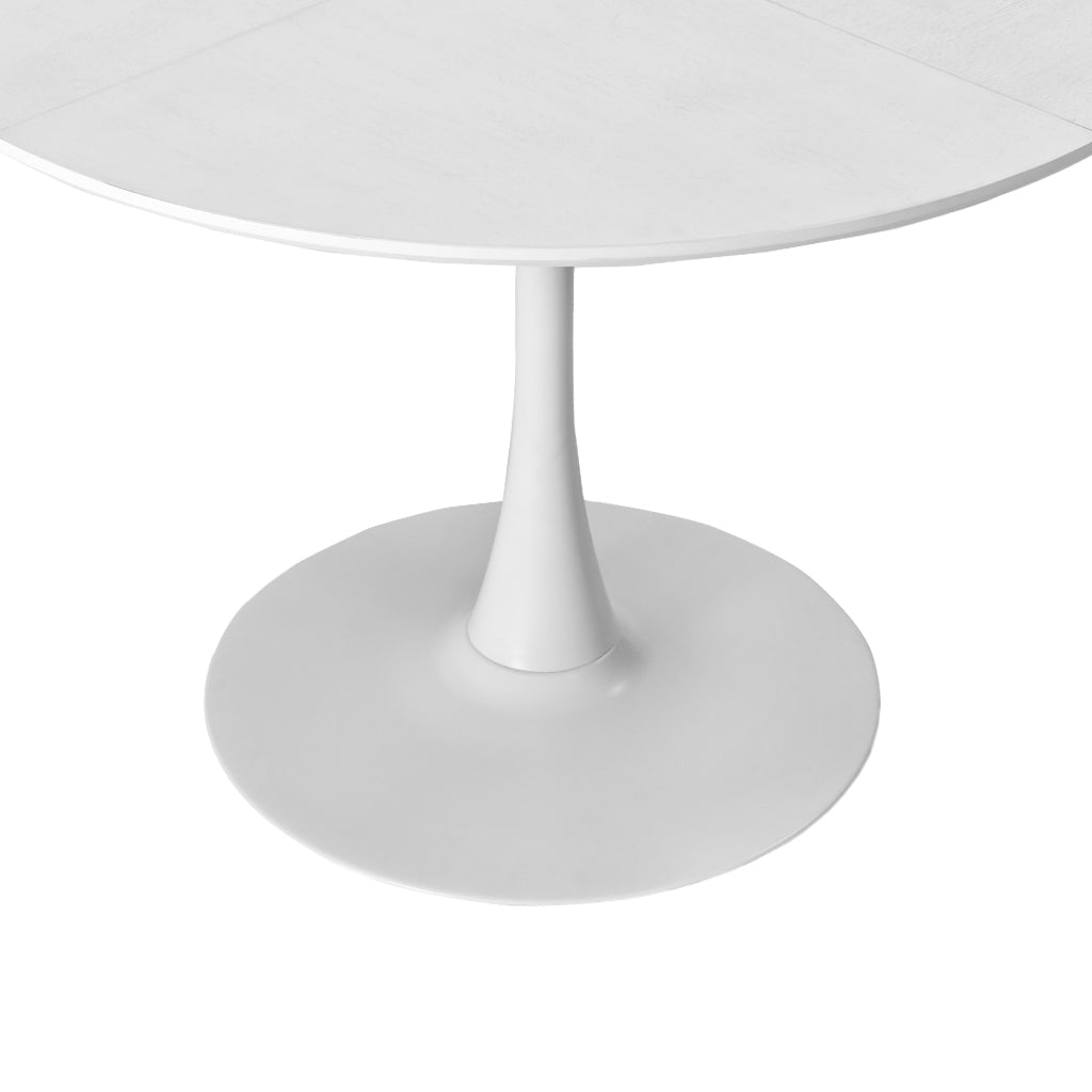 Melysen 42.13"Modern Round Dining Table,Four Patchwork Tabletops with White Solid Wood Veneer Table Top,Metal Base Dining Table, End Table Leisure Coffee Table