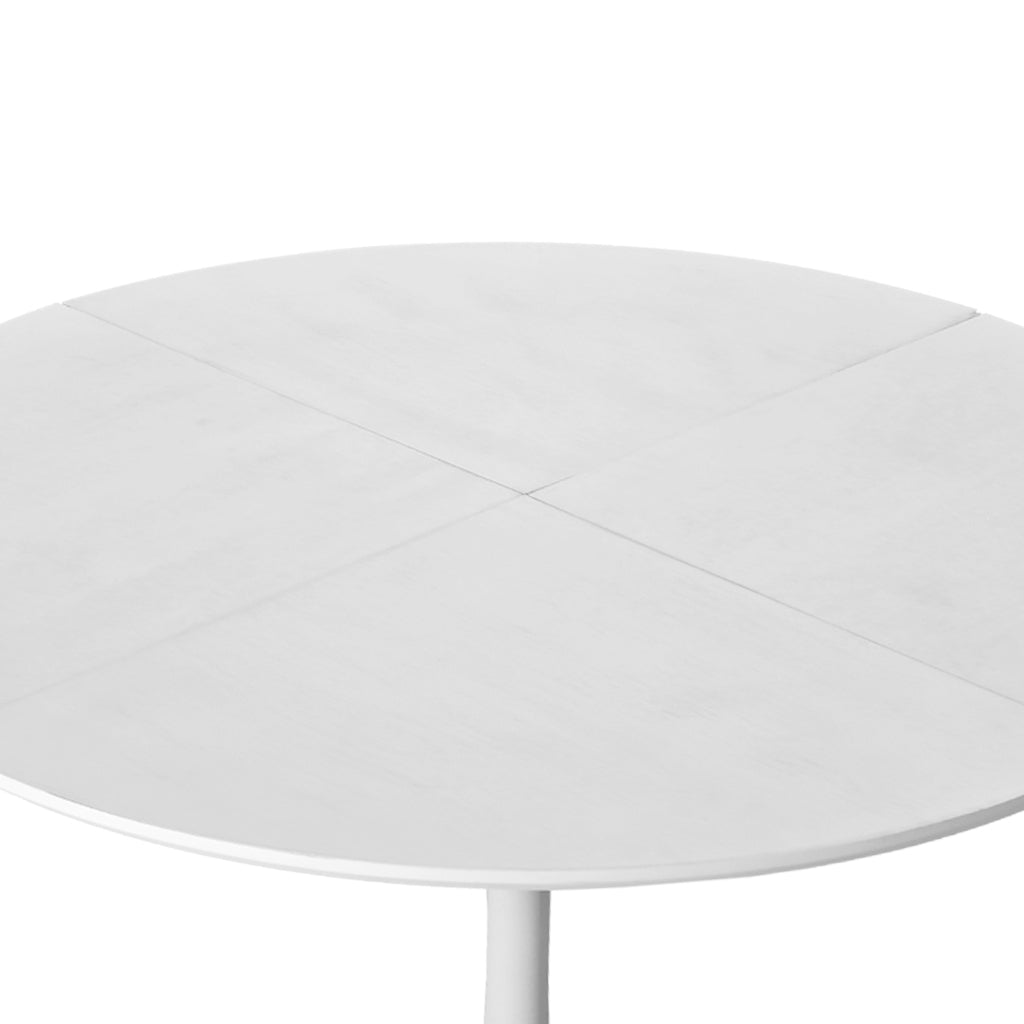 Melysen 42.13"Modern Round Dining Table,Four Patchwork Tabletops with White Solid Wood Veneer Table Top,Metal Base Dining Table, End Table Leisure Coffee Table