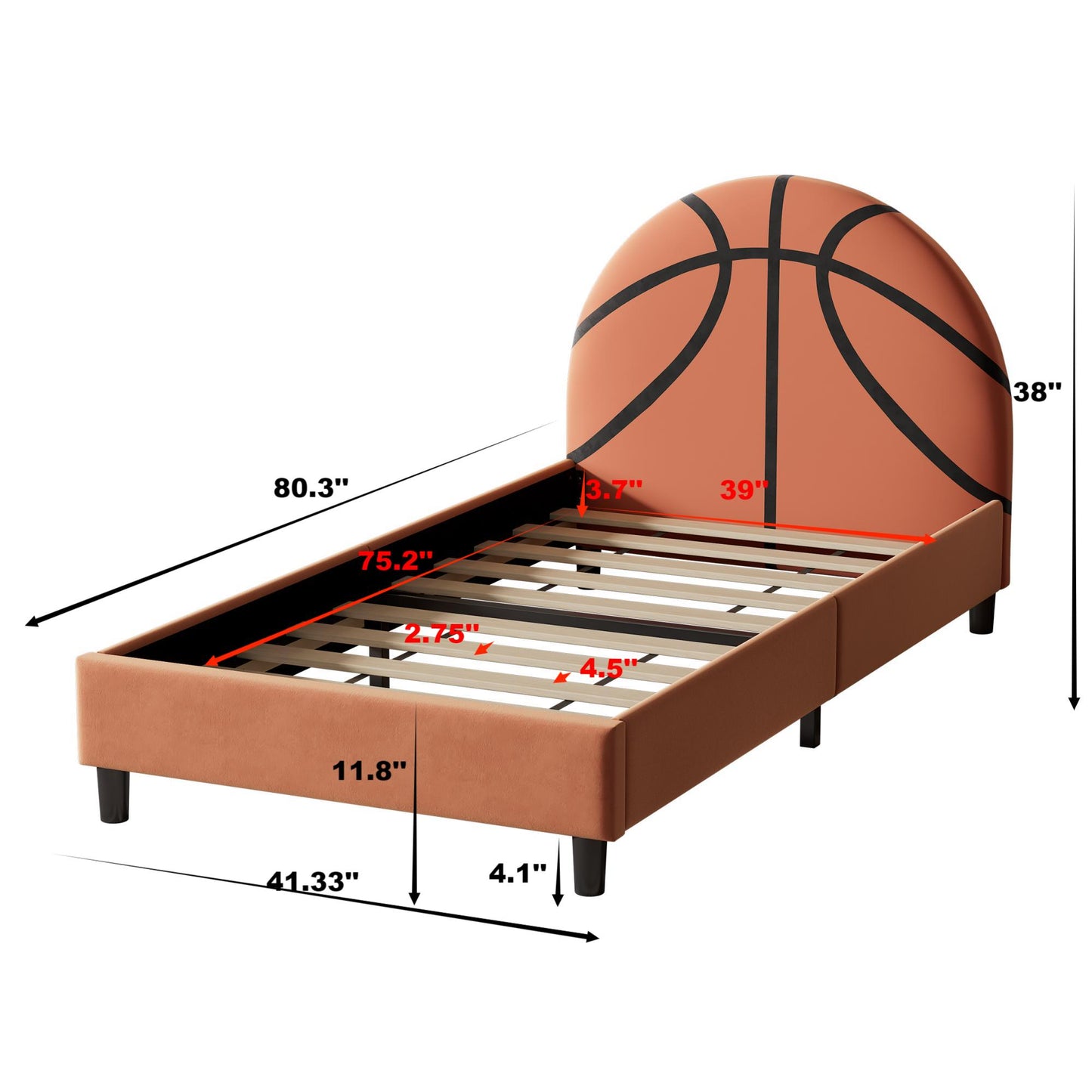 Basketball Design with Cushioned Bed(Twin)