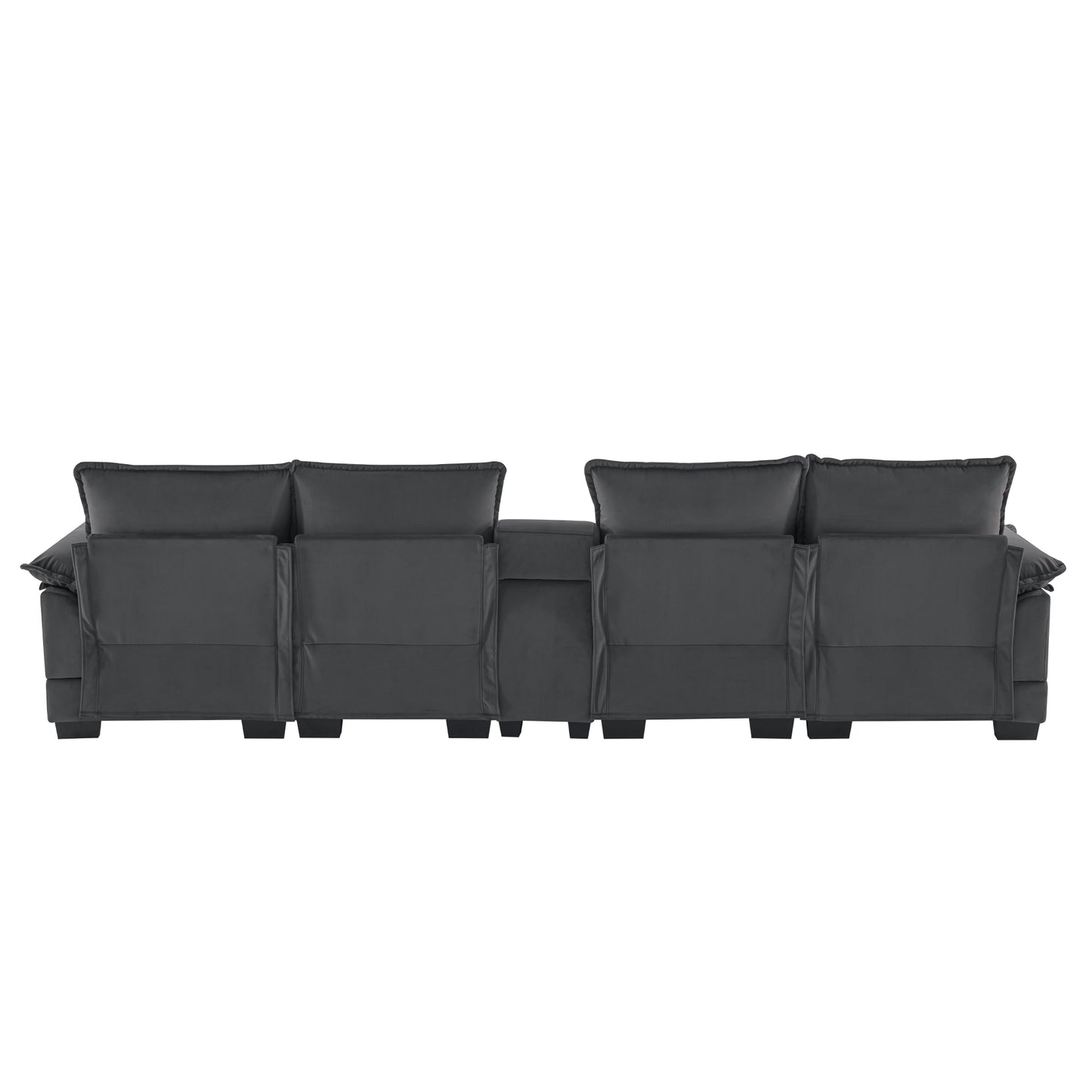 Melysen 123*55" Modern U-shaped Sofa with Console ,Cupholders and USB Ports ,6-seat Upholstered Symmetrical Indoor Furniture ,Gray