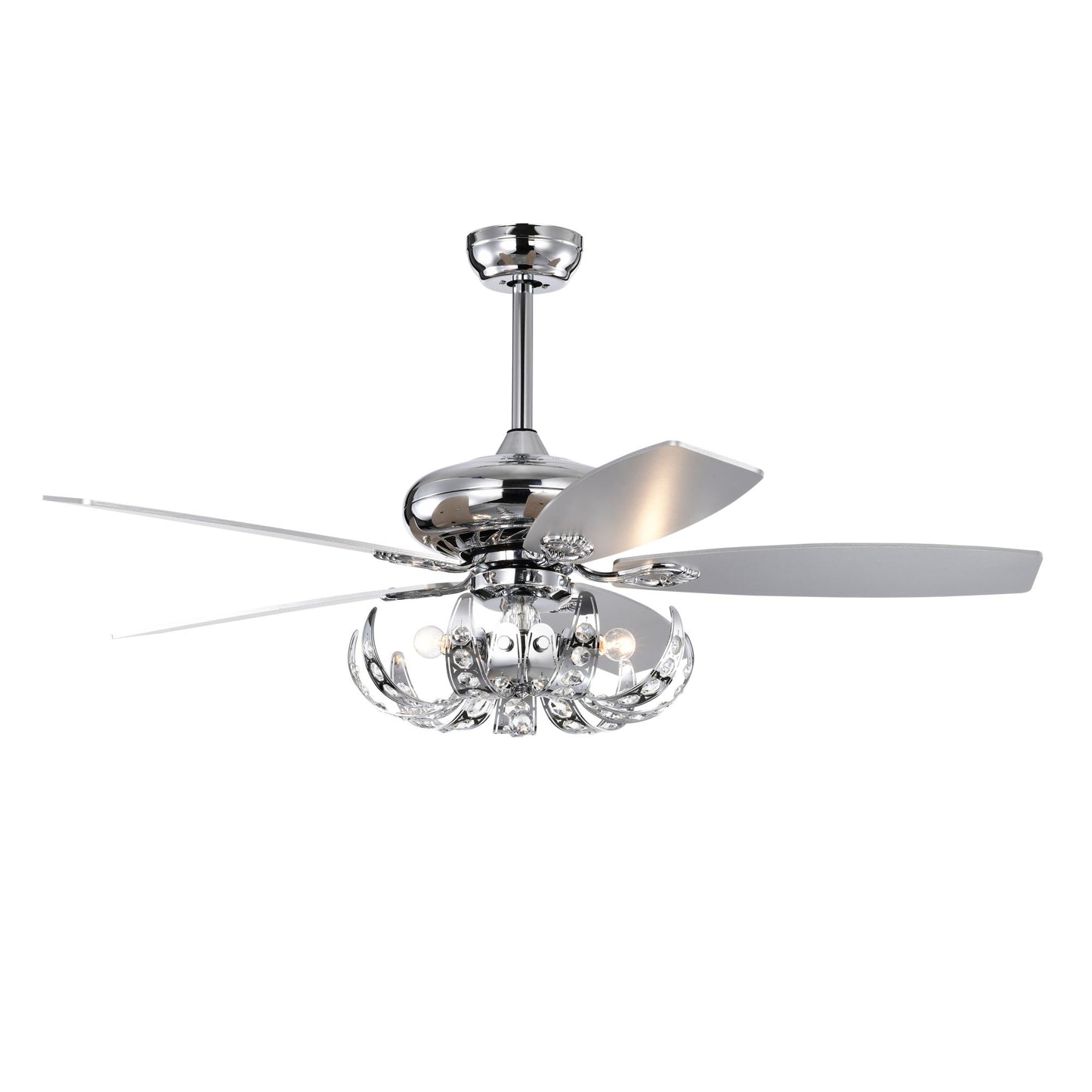 Melysen 52" Crystal Ceiling Fan with 5 Reversible Blades Light Kit and Remote Control, 3-Speed (High, Mid,Low) Adjustable for Living Room, Bedroom, Kitchen