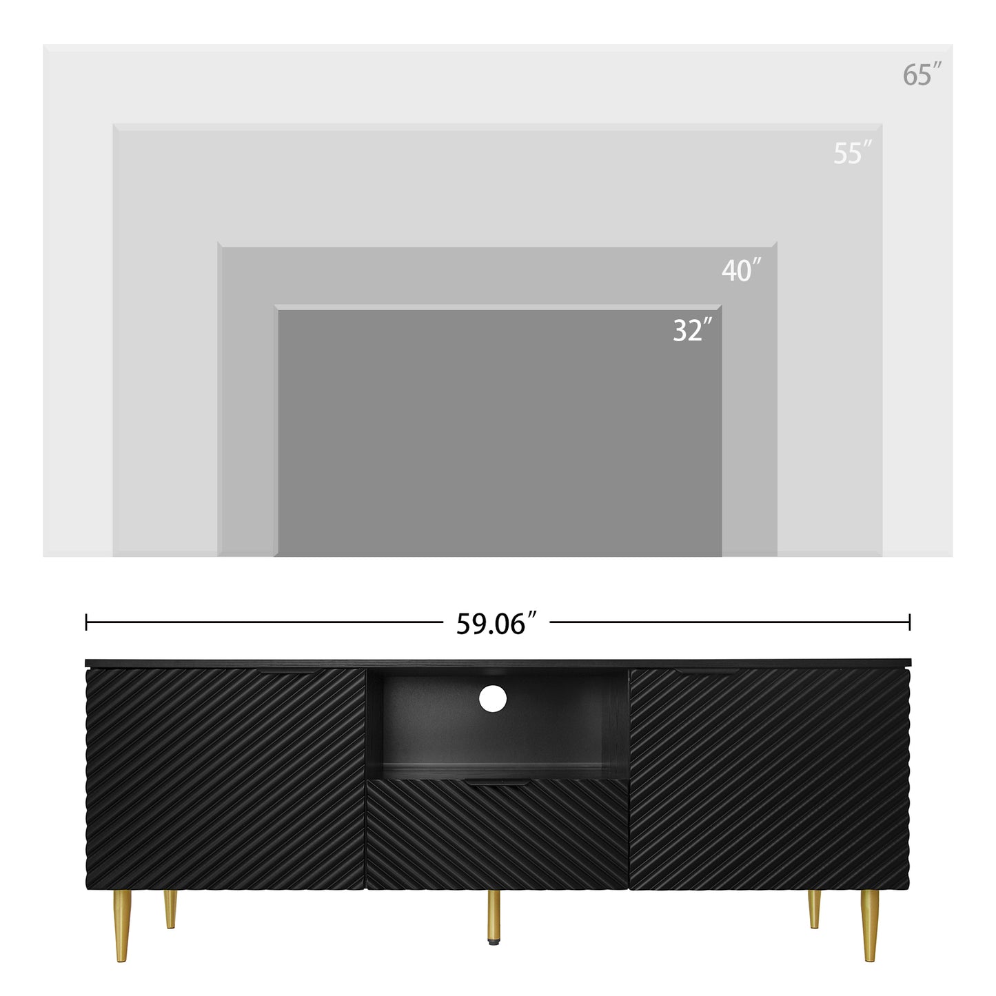 Melysen TV Stand with Solid Ion Feet, TV Console Table