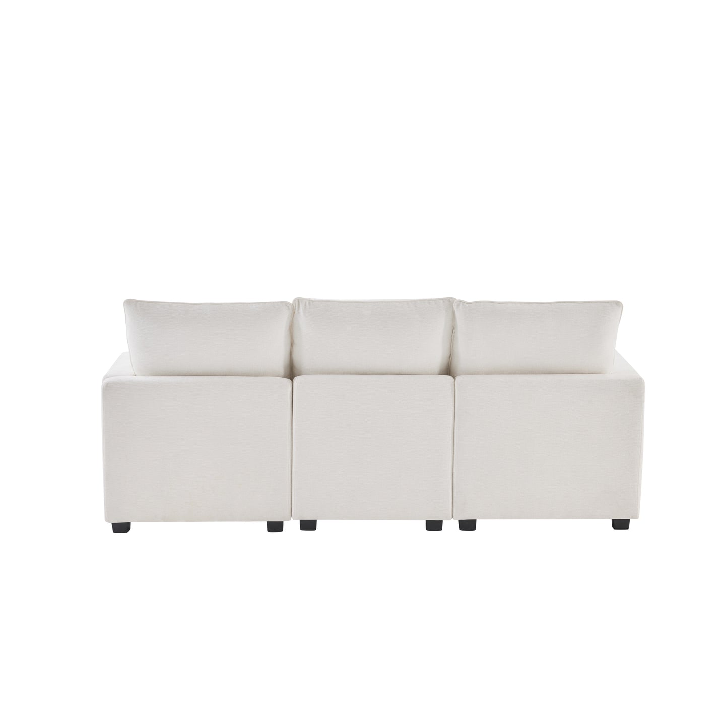 Melysen 84*57" Modern Modular Sofa , 4 Seat Chenille Sectional Couch Set with 2 Pillows Included ,White